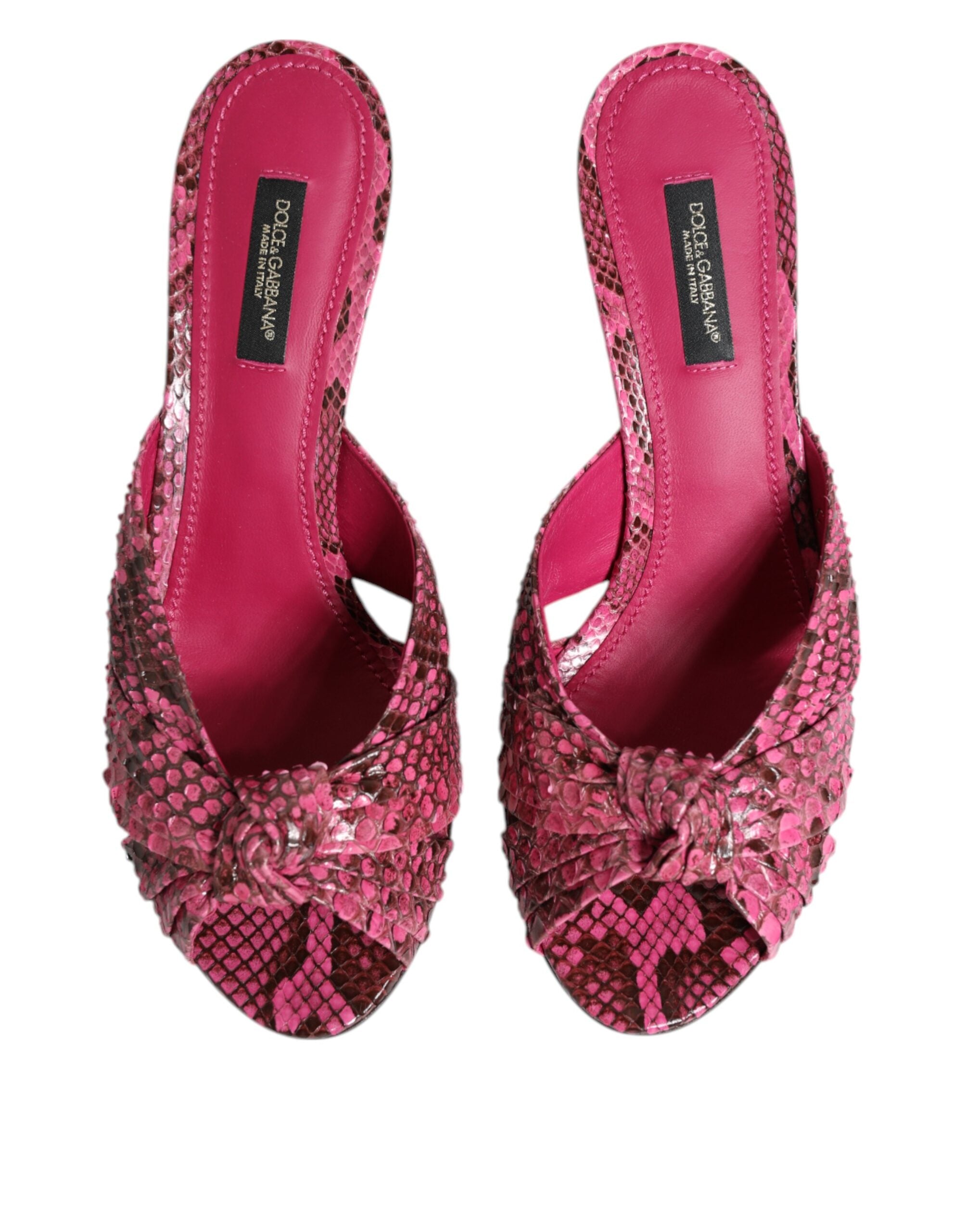 Dolce & Gabbana Pink Leather Heels Slides Sandals Shoes Glam Steals