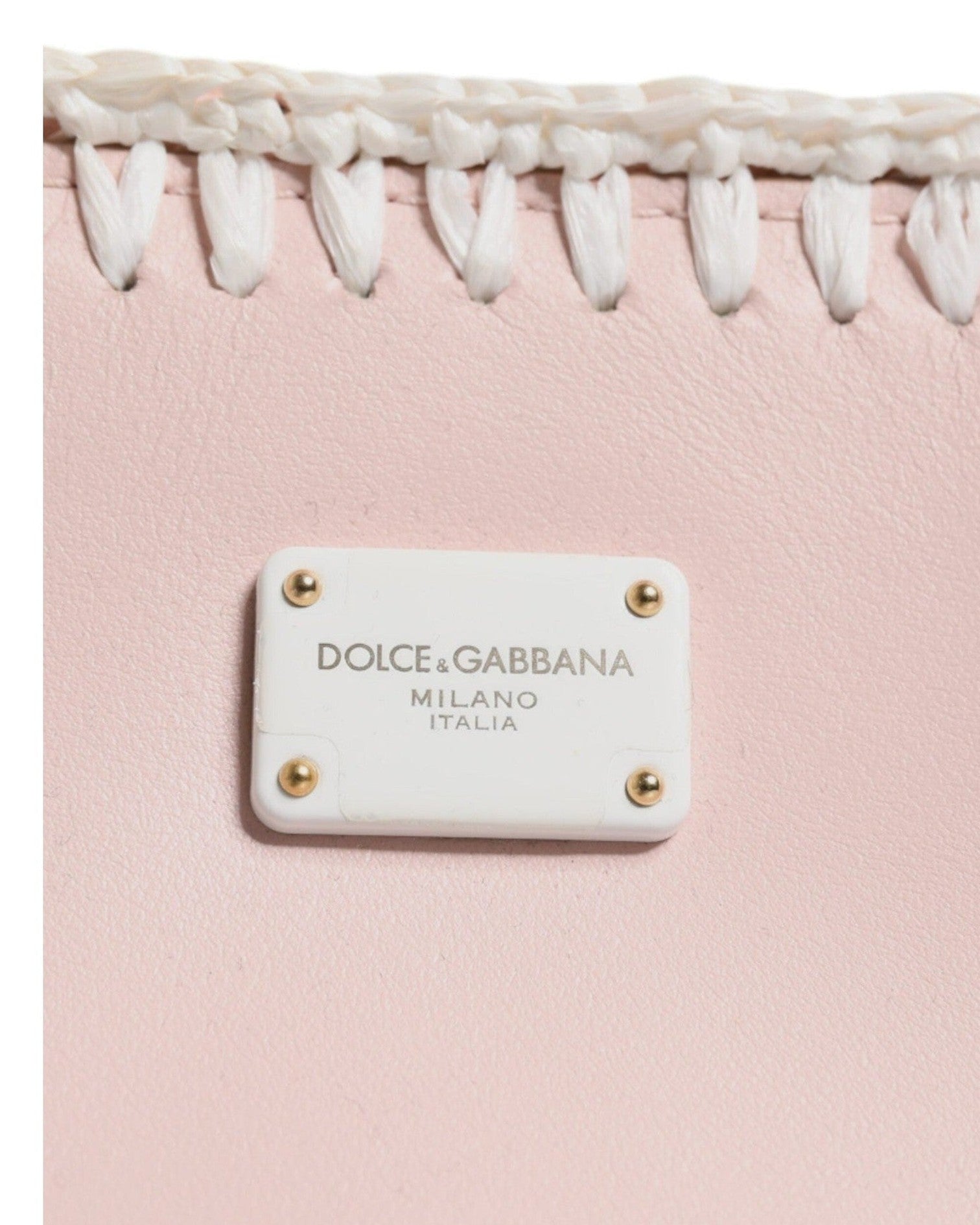 Dolce & Gabbana Light Logo Plaque Soft Leather Strap Crossbody Pink Bag Glam Steals