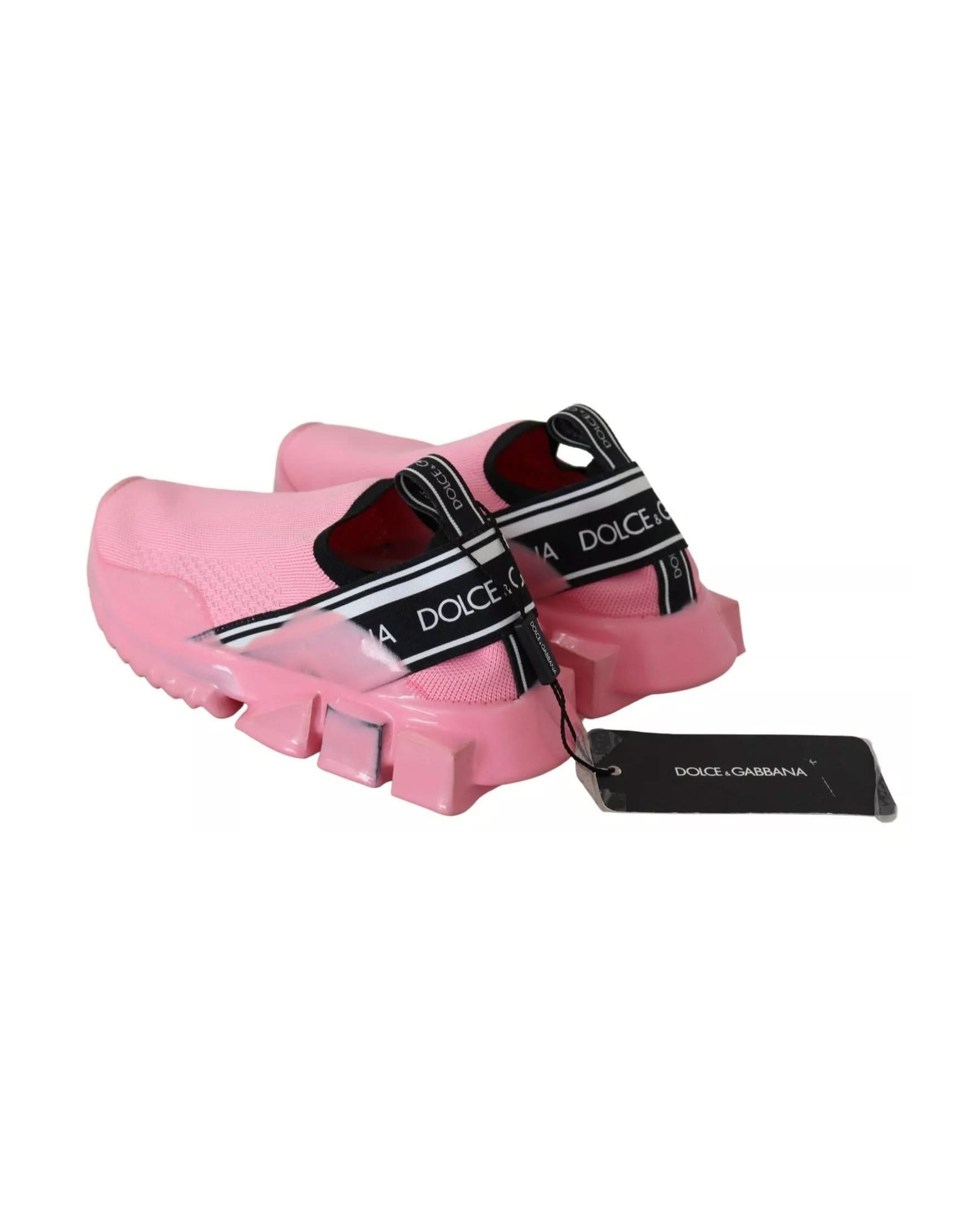 Dolce & Gabbana Pink Low Top Sorrento Sneakers Slip On Casual Shoes Sneakers