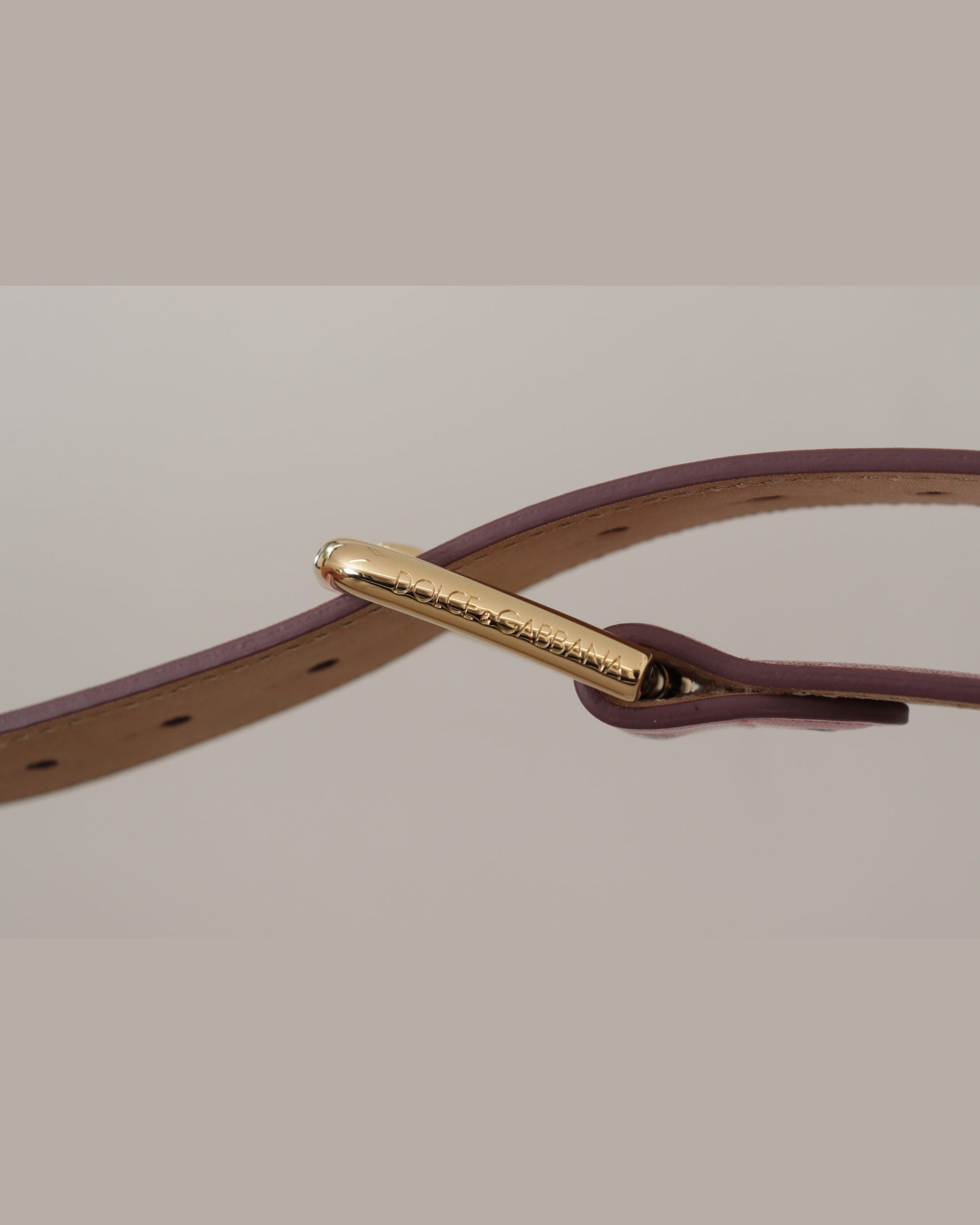 Dolce & Gabbana Pink Metallic Polished Leather Logo Metal Buckle Belt Belts