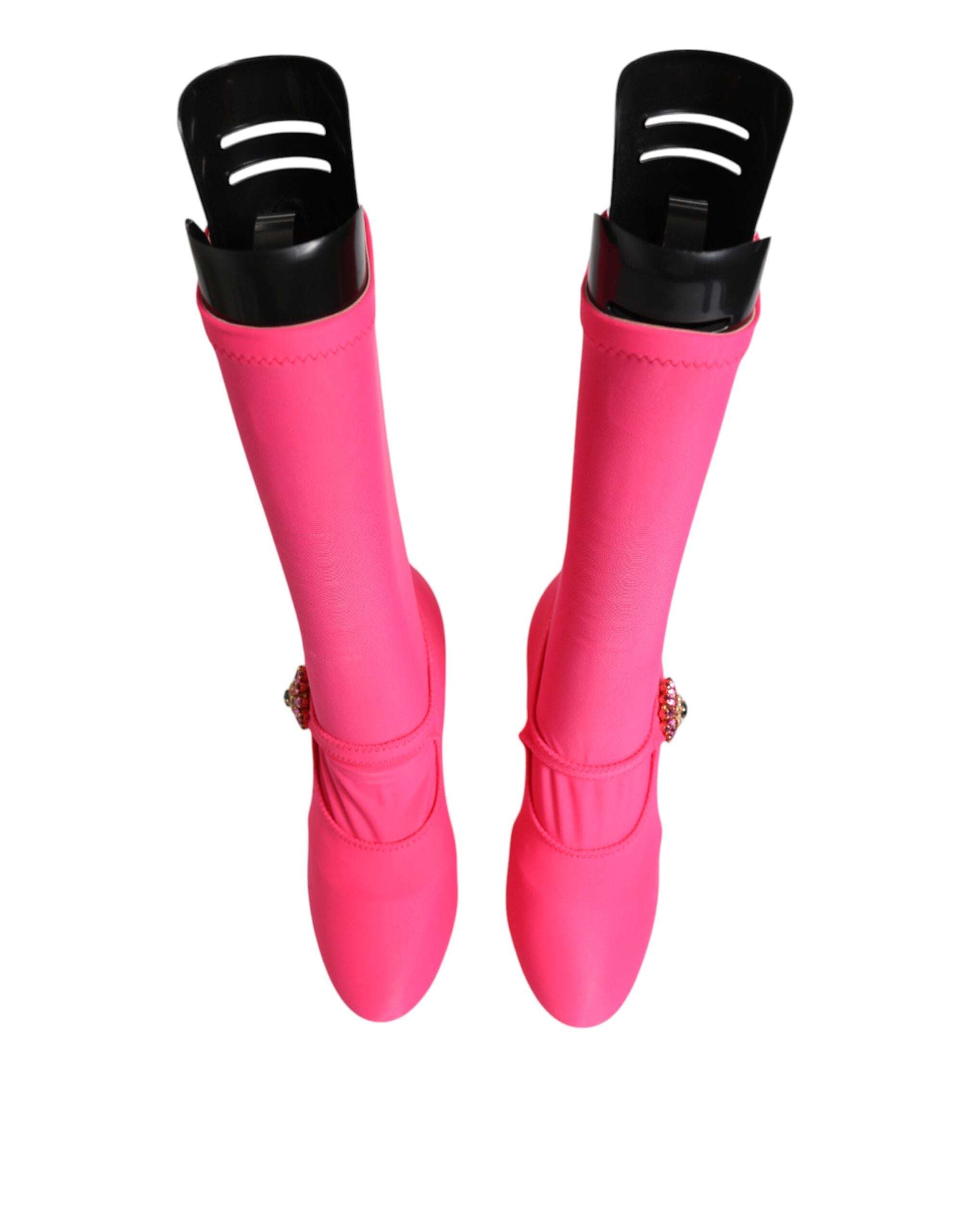 Dolce & Gabbana Pink Nylon Crystal Vally High Boots Shoes Glam Steals