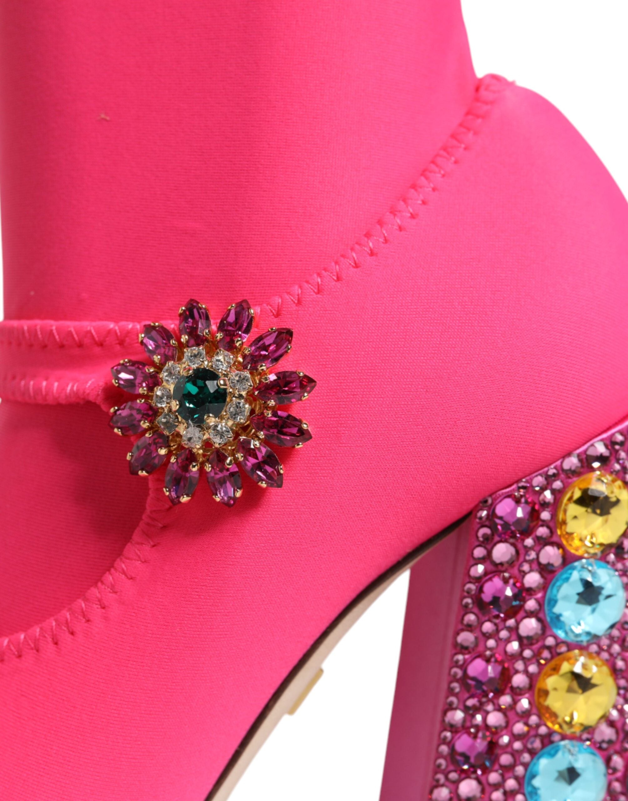 Dolce & Gabbana Pink Nylon Crystal Vally High Boots Shoes Glam Steals
