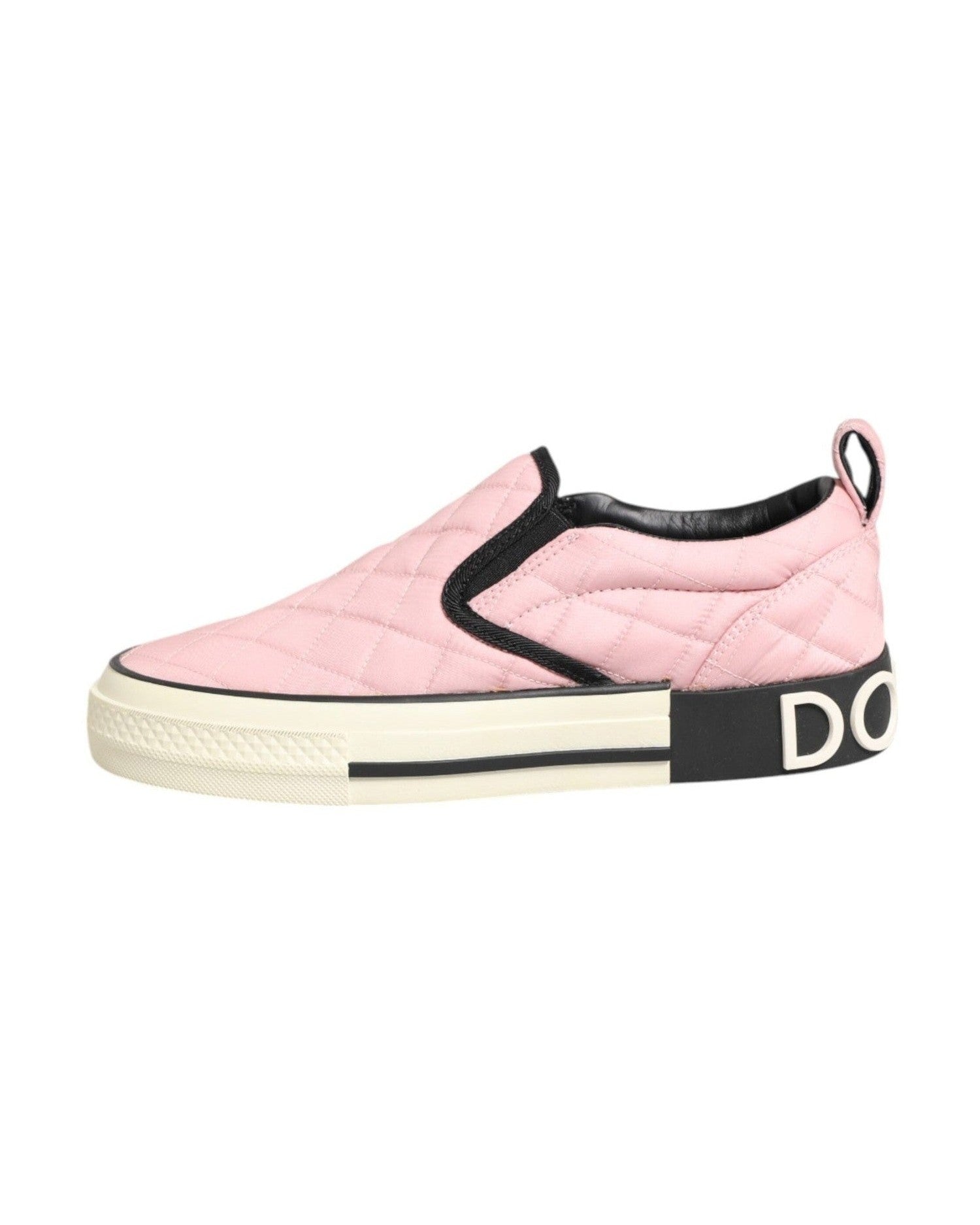 Dolce & Gabbana Pink Nylon Quilted Slip On Sneaker Shoes Glam Steals