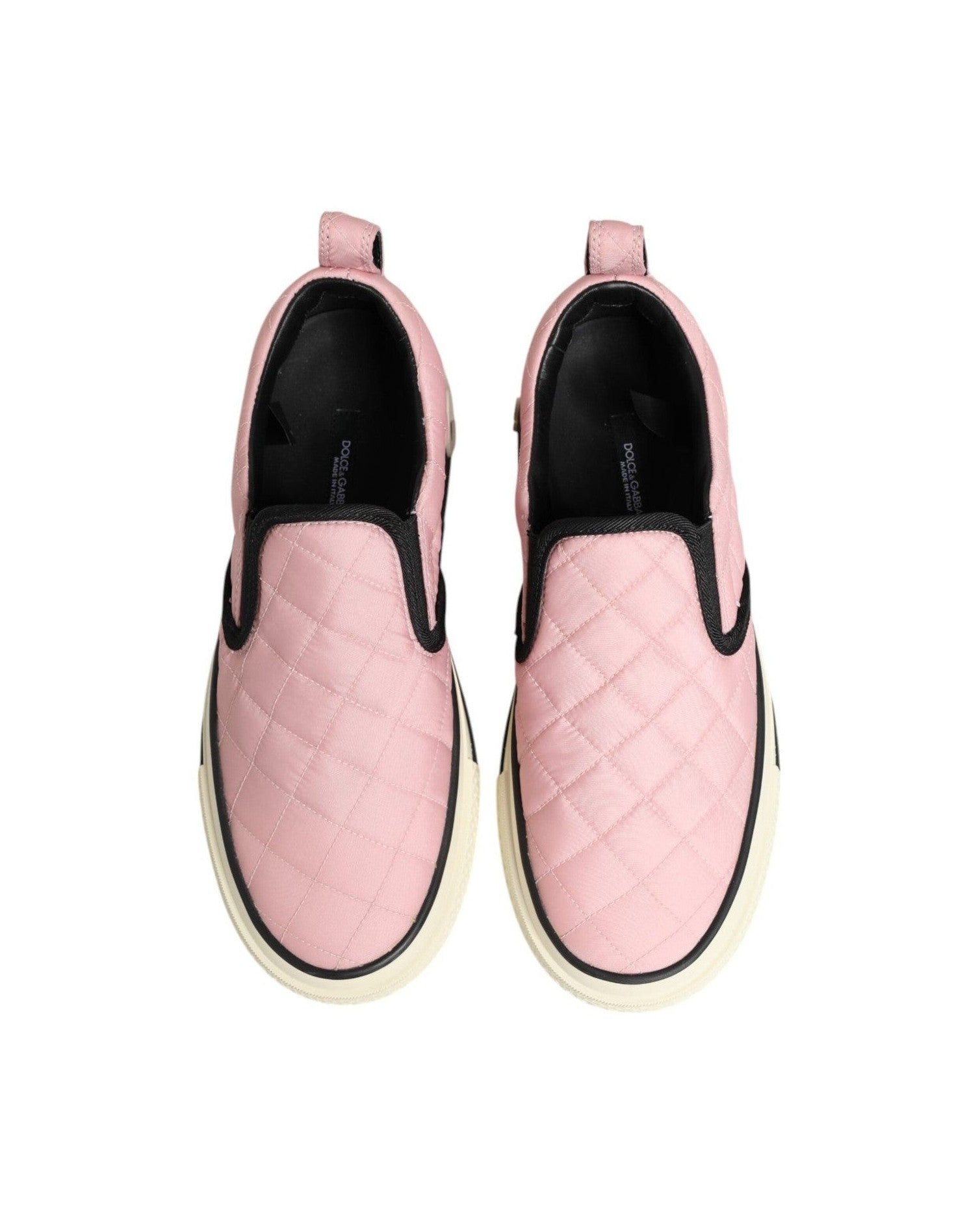 Dolce & Gabbana Pink Nylon Quilted Slip On Sneaker Shoes Glam Steals