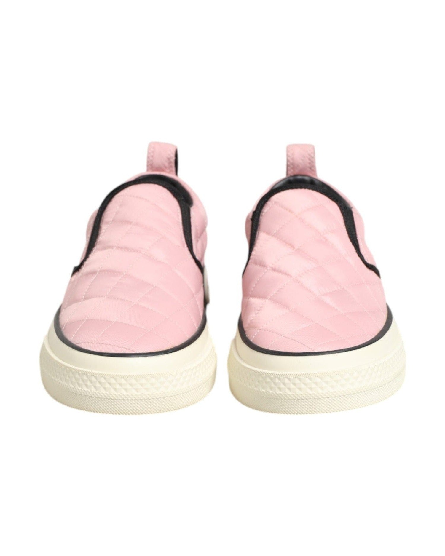 Dolce & Gabbana Pink Nylon Quilted Slip On Sneaker Shoes Glam Steals