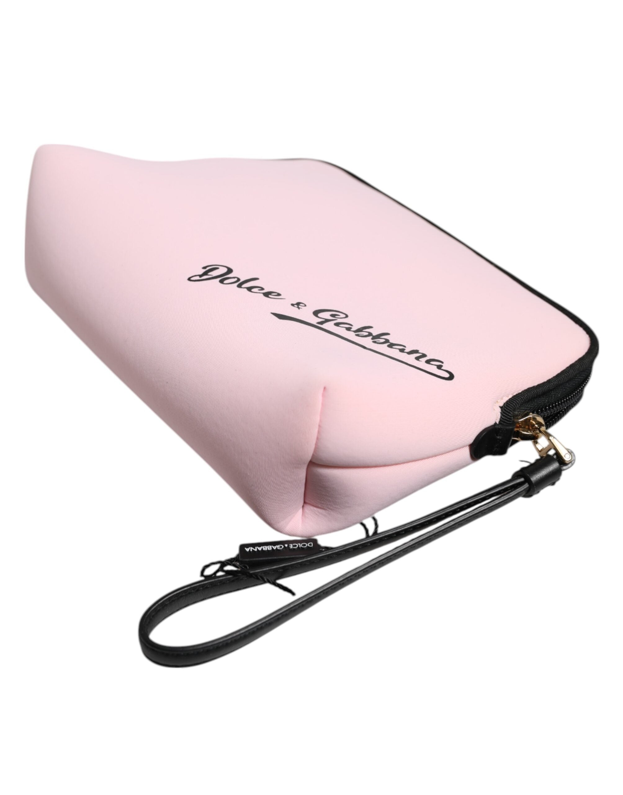 Dolce & Gabbana Pink Nylon Solid Dg Logo Print Clutch Zip Borse Pouch Bag Glam Steals