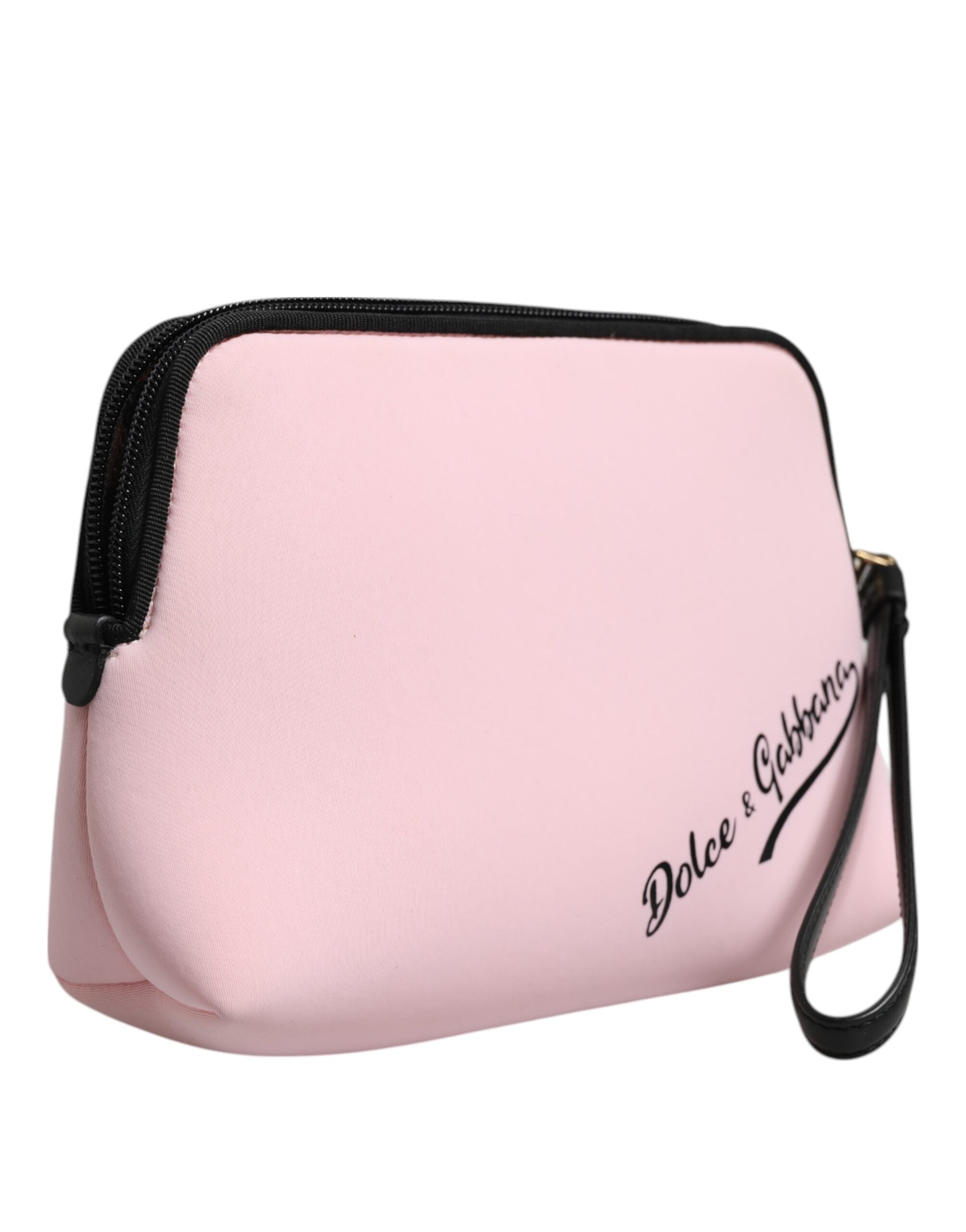 Dolce & Gabbana Pink Nylon Solid Dg Logo Print Clutch Zip Borse Pouch Bag Glam Steals