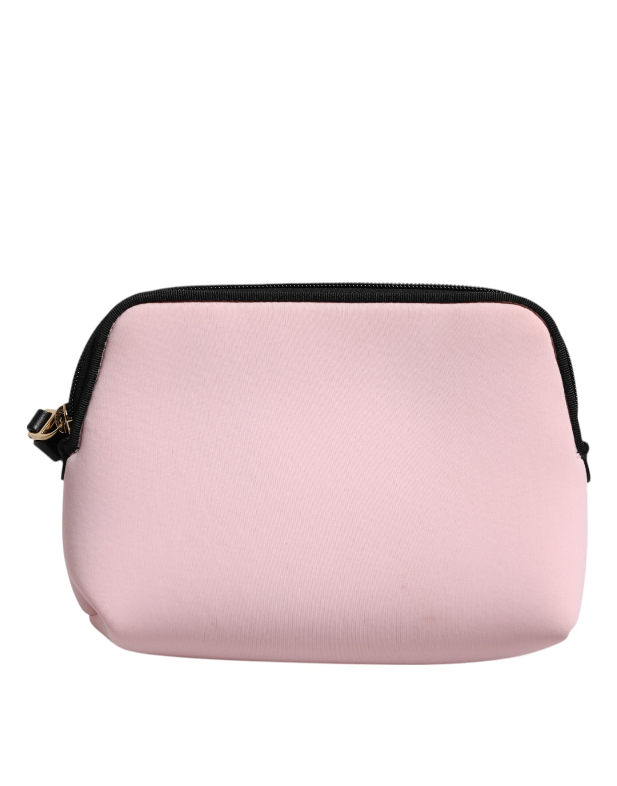 Dolce & Gabbana Pink Nylon Solid Dg Logo Print Clutch Zip Borse Pouch Bag Glam Steals