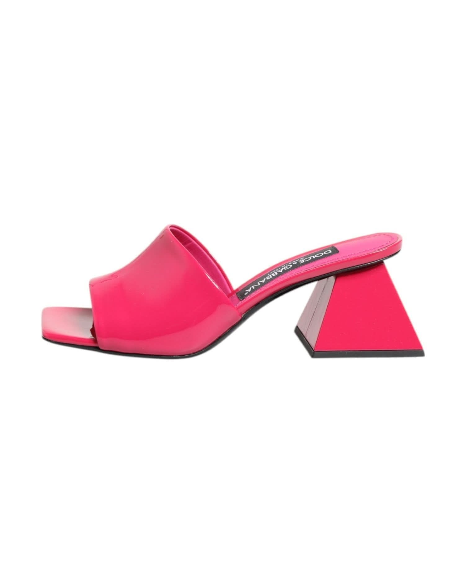 Dolce & Gabbana Pink Open Toe Block Heel Mules Sandals Shoes Heels