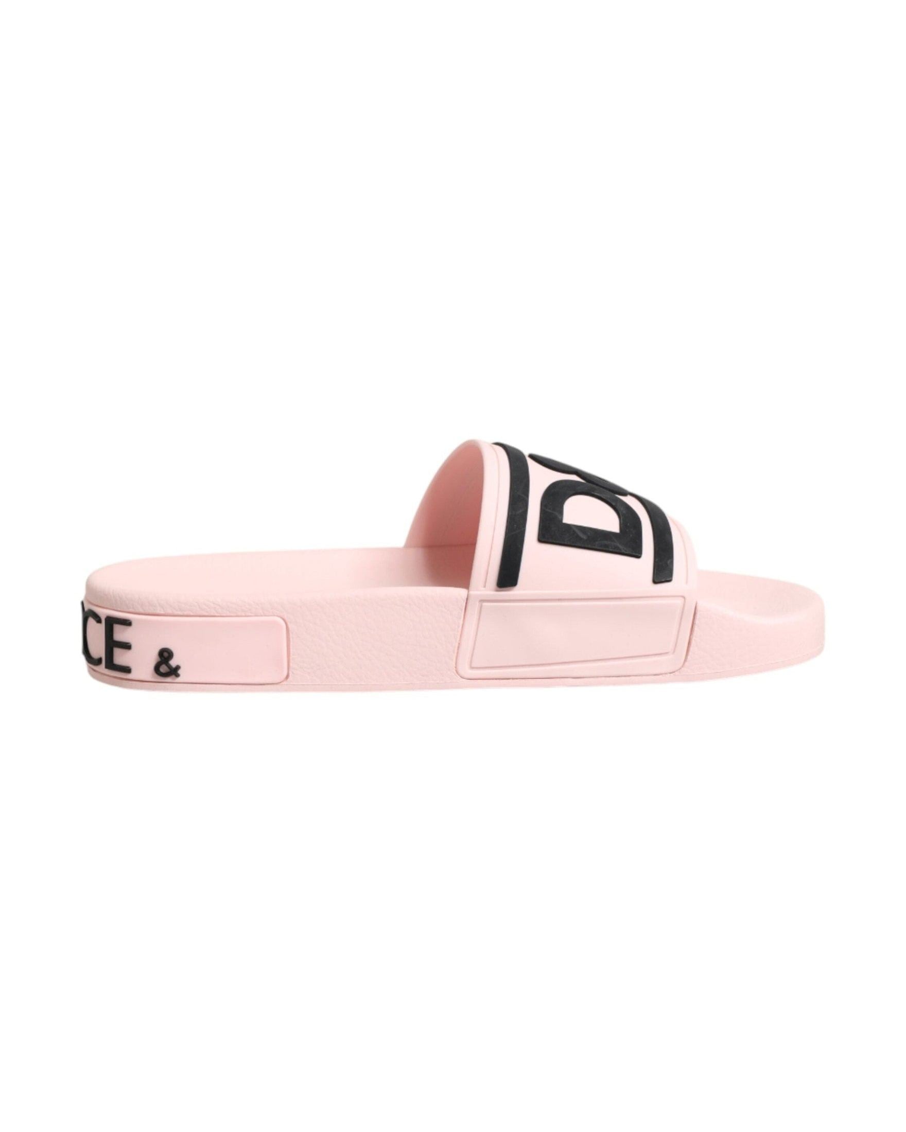 Dolce & Gabbana Pink Rubber Slides Sandals Beachwear Shoes Sandals