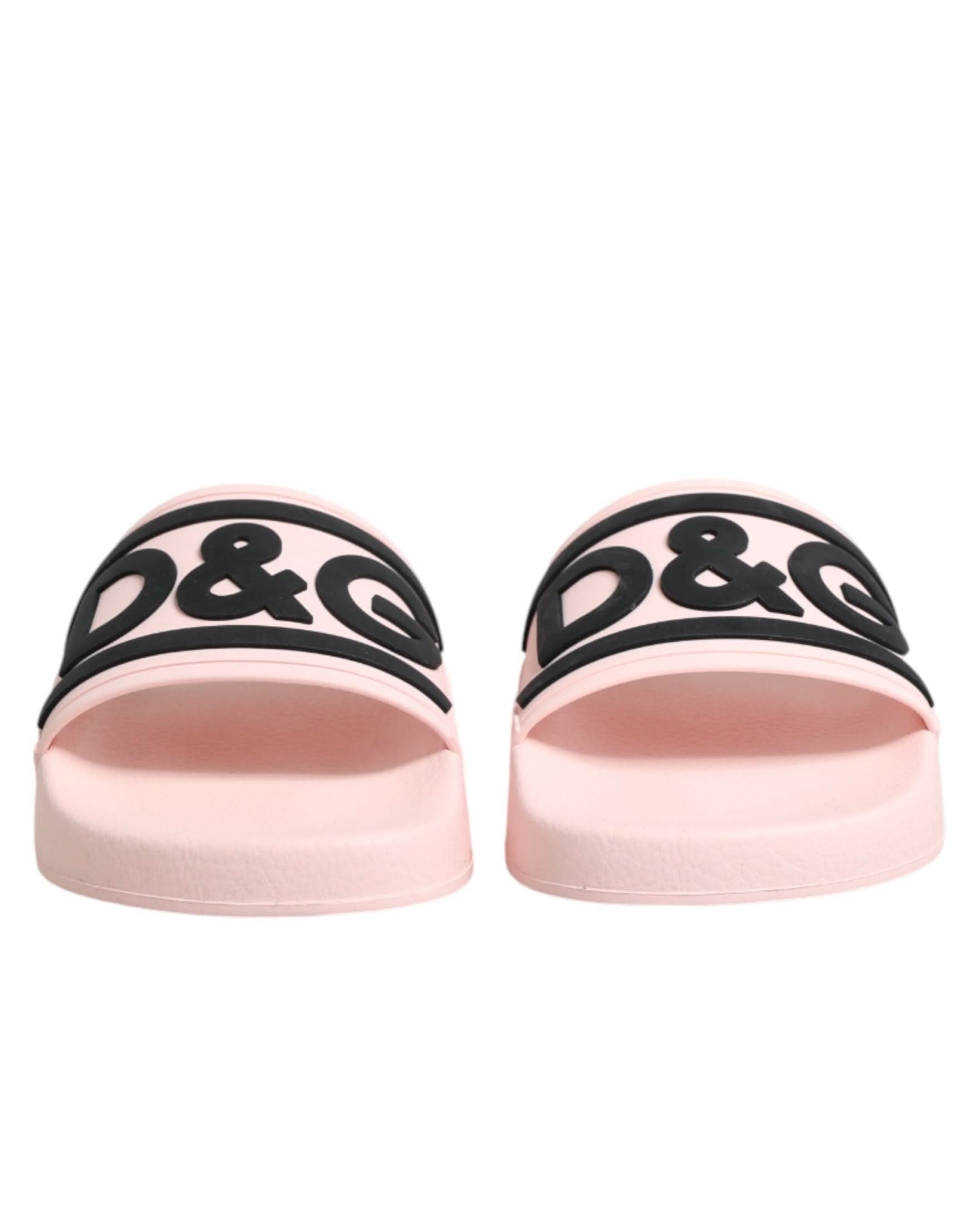 Dolce & Gabbana Pink Rubber Slides Sandals Beachwear Shoes Sandals