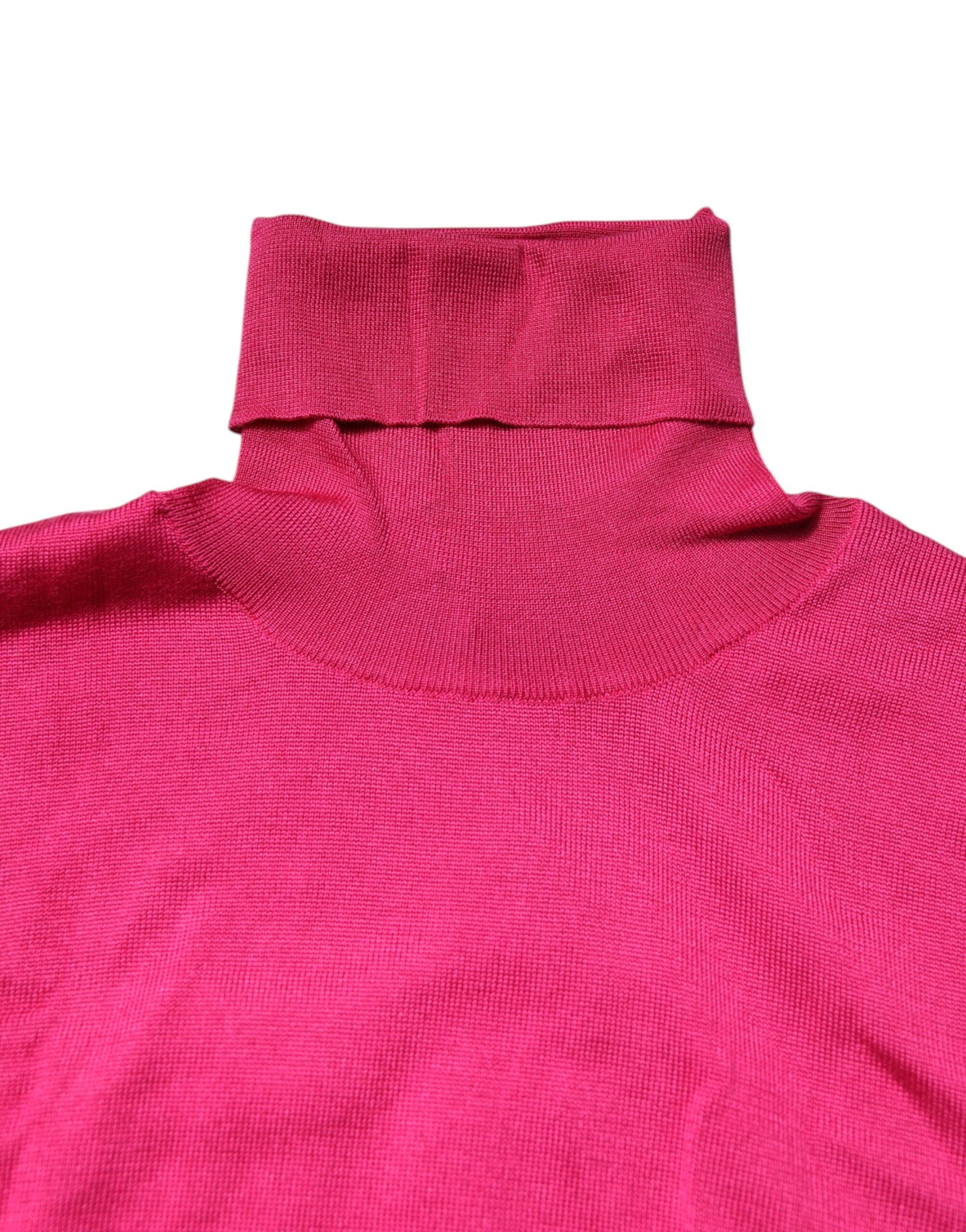 Dolce & Gabbana Pink Silk Knitted Turtleneck Cropped Top Glam Steals