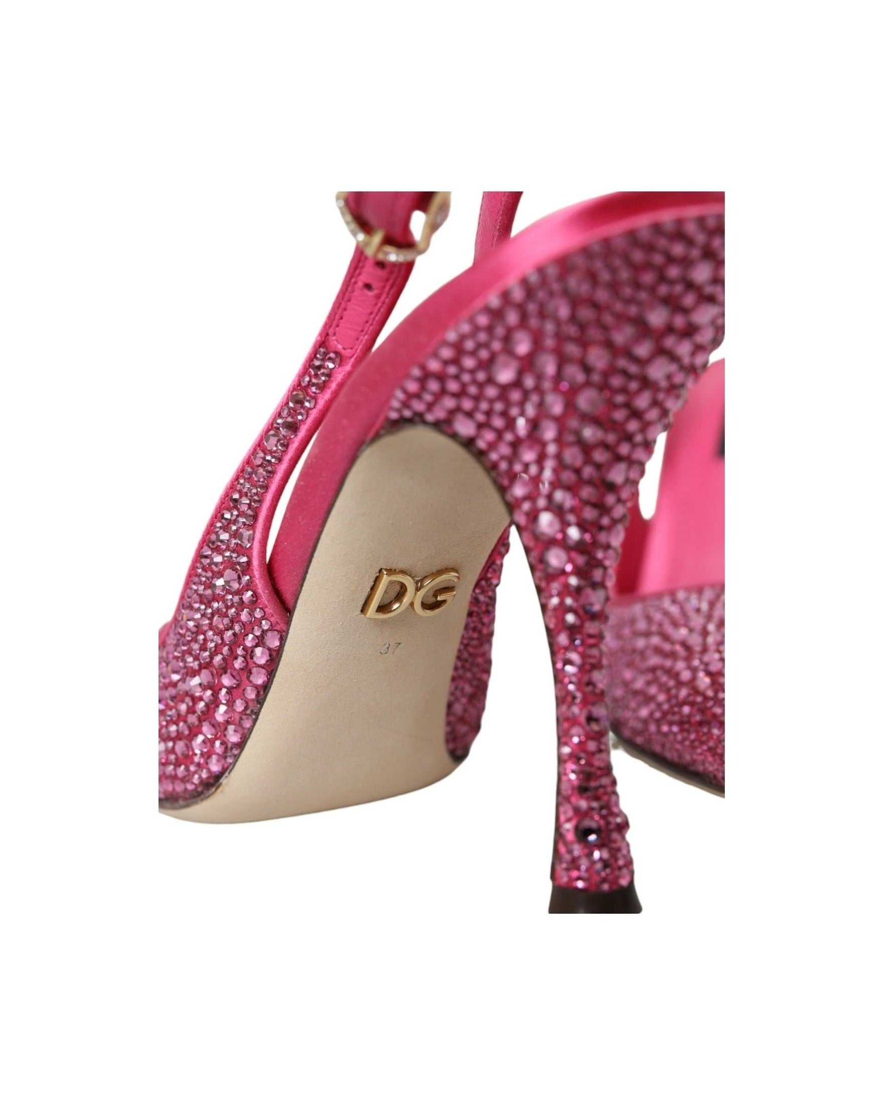 Dolce & Gabbana Pink Slingbacks Crystal Pumps Shoes Glam Steals