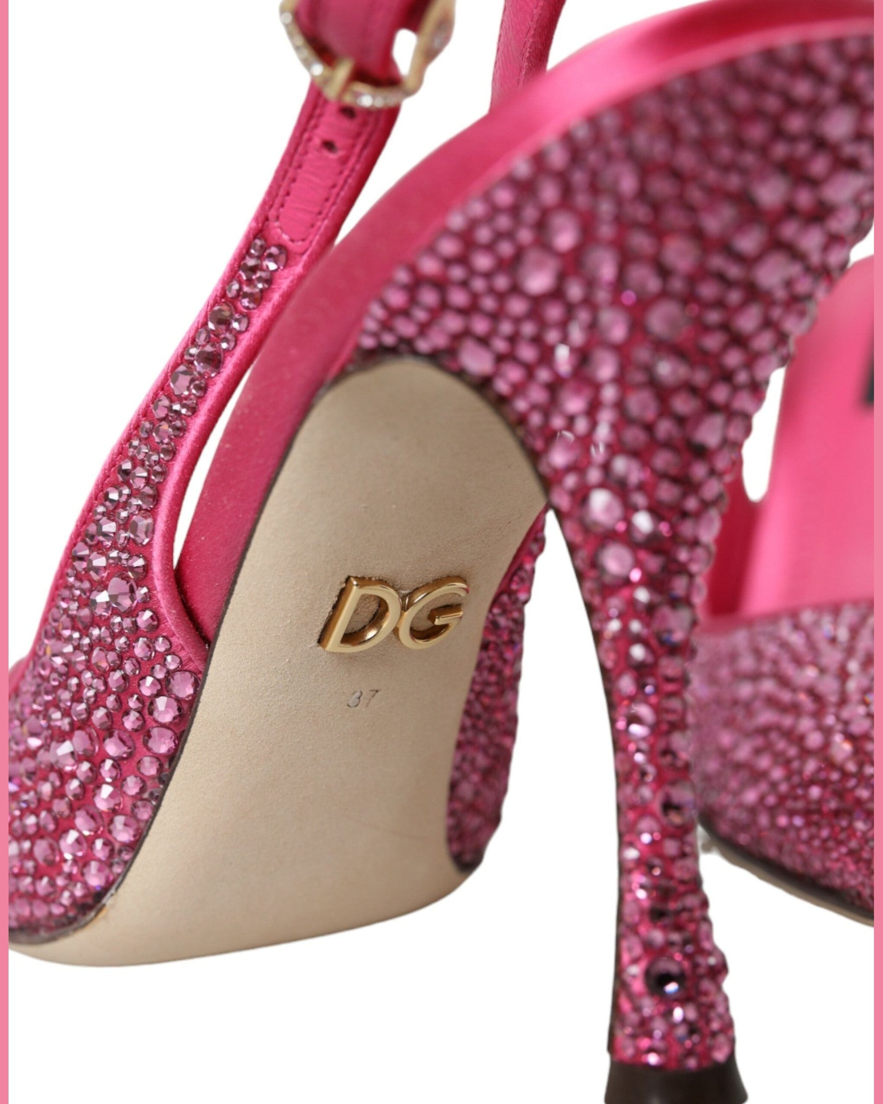 Dolce & Gabbana Pink Slingbacks Crystal Pumps Shoes Glam Steals