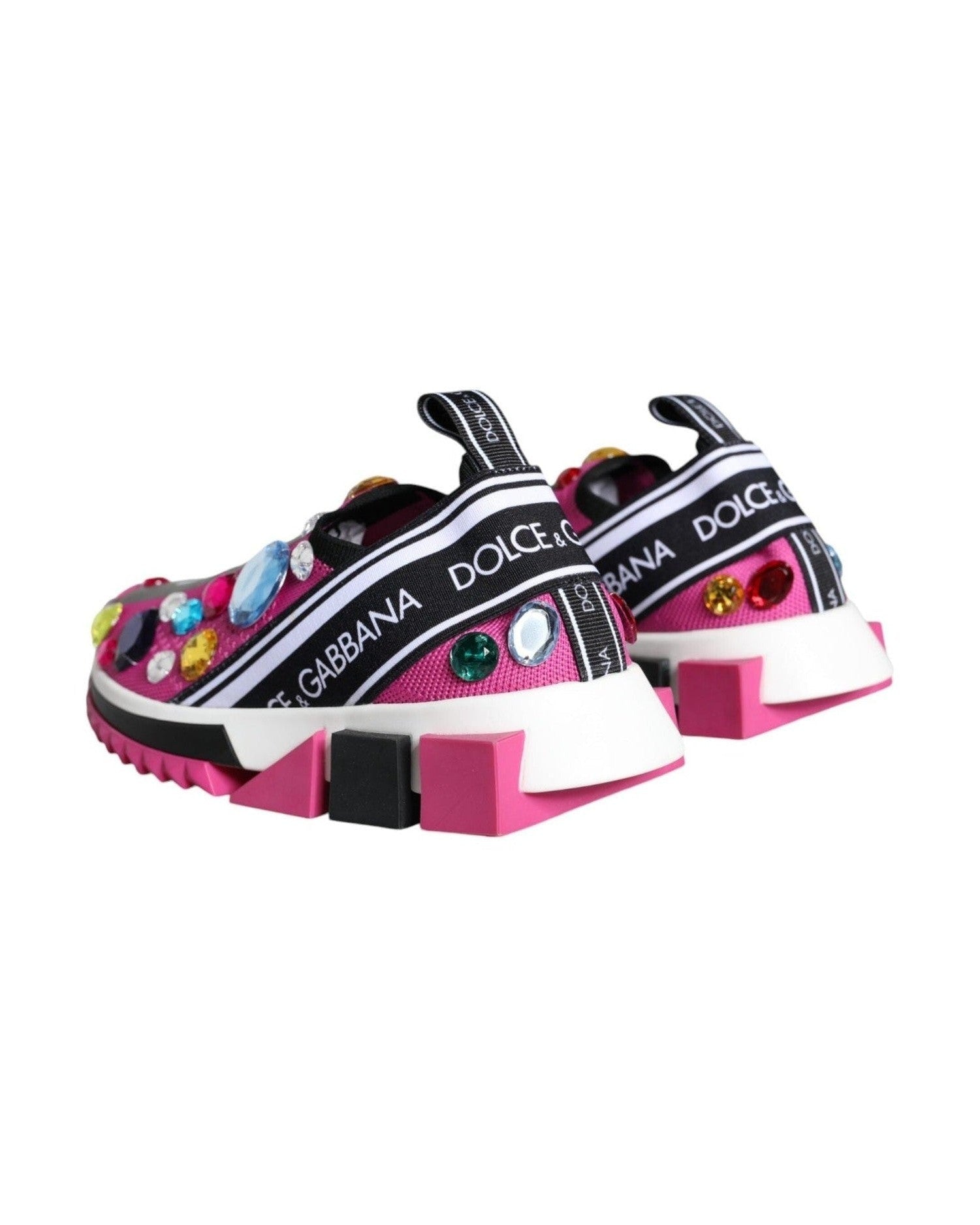 Dolce & Gabbana Pink Sorrento Crystals Low Top Sneakers Shoes Sneakers