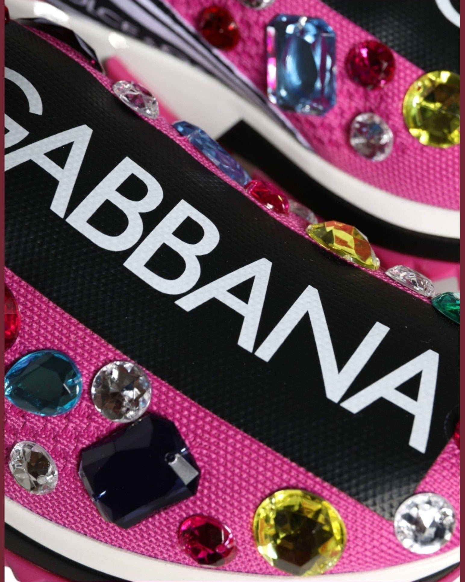 Dolce & Gabbana Pink Sorrento Crystals Low Top Sneakers Shoes Sneakers