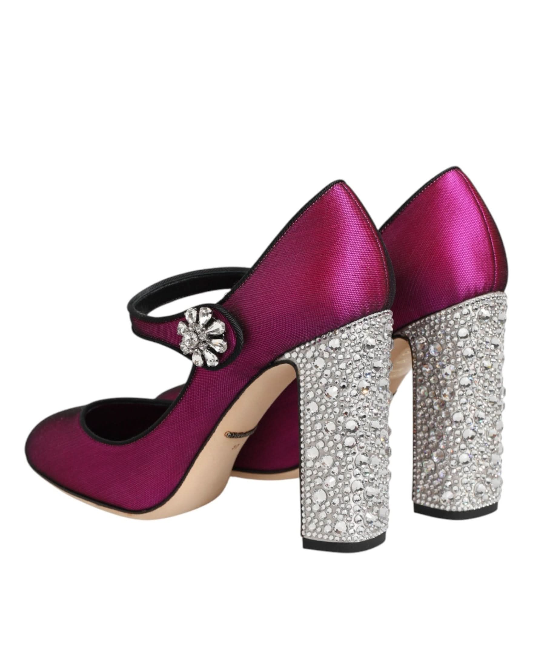 Dolce & Gabbana Pink Strass Mary Janes Heels Pumps Shoes Heels