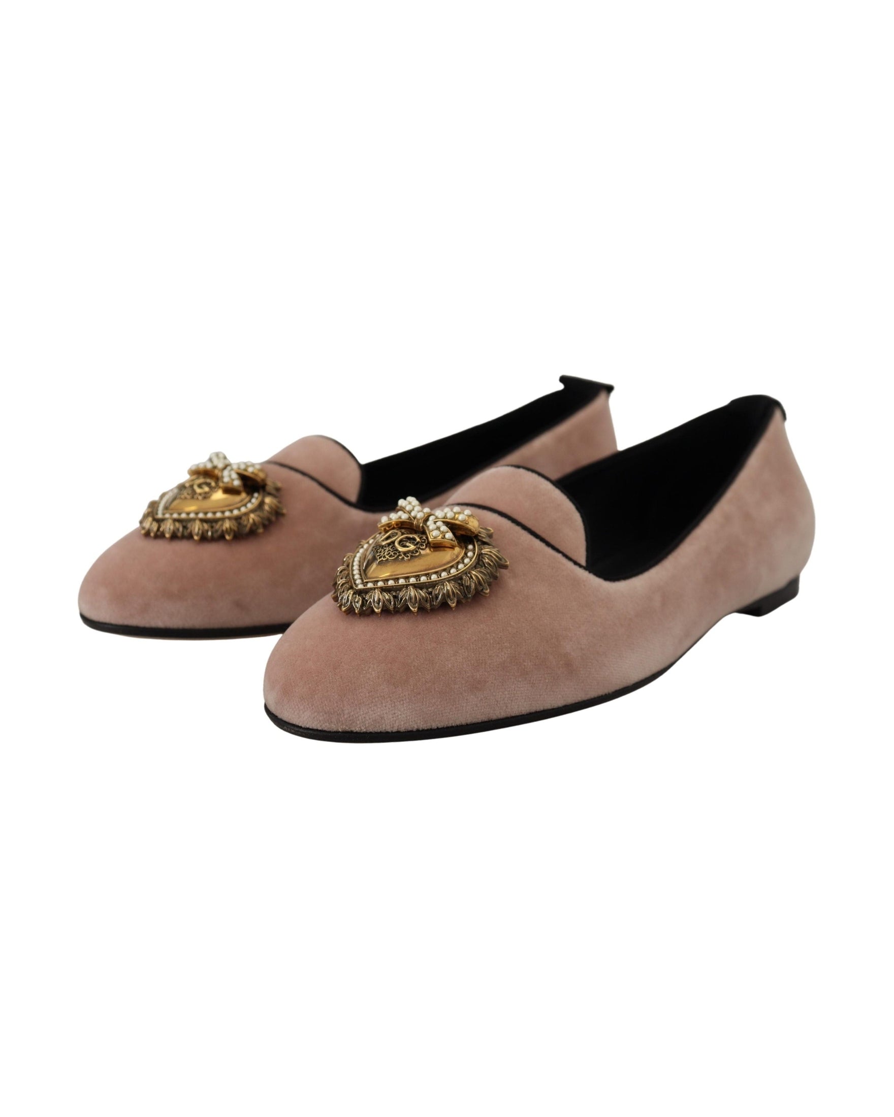 Dolce & Gabbana Pink Velvet Slip Ons Loafers Flats Shoes Flats