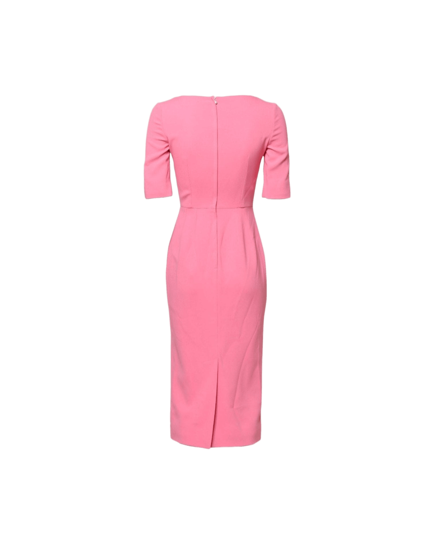Dolce & Gabbana Pink Viscose Short Sleeve Sheath Midi Dress Dresses