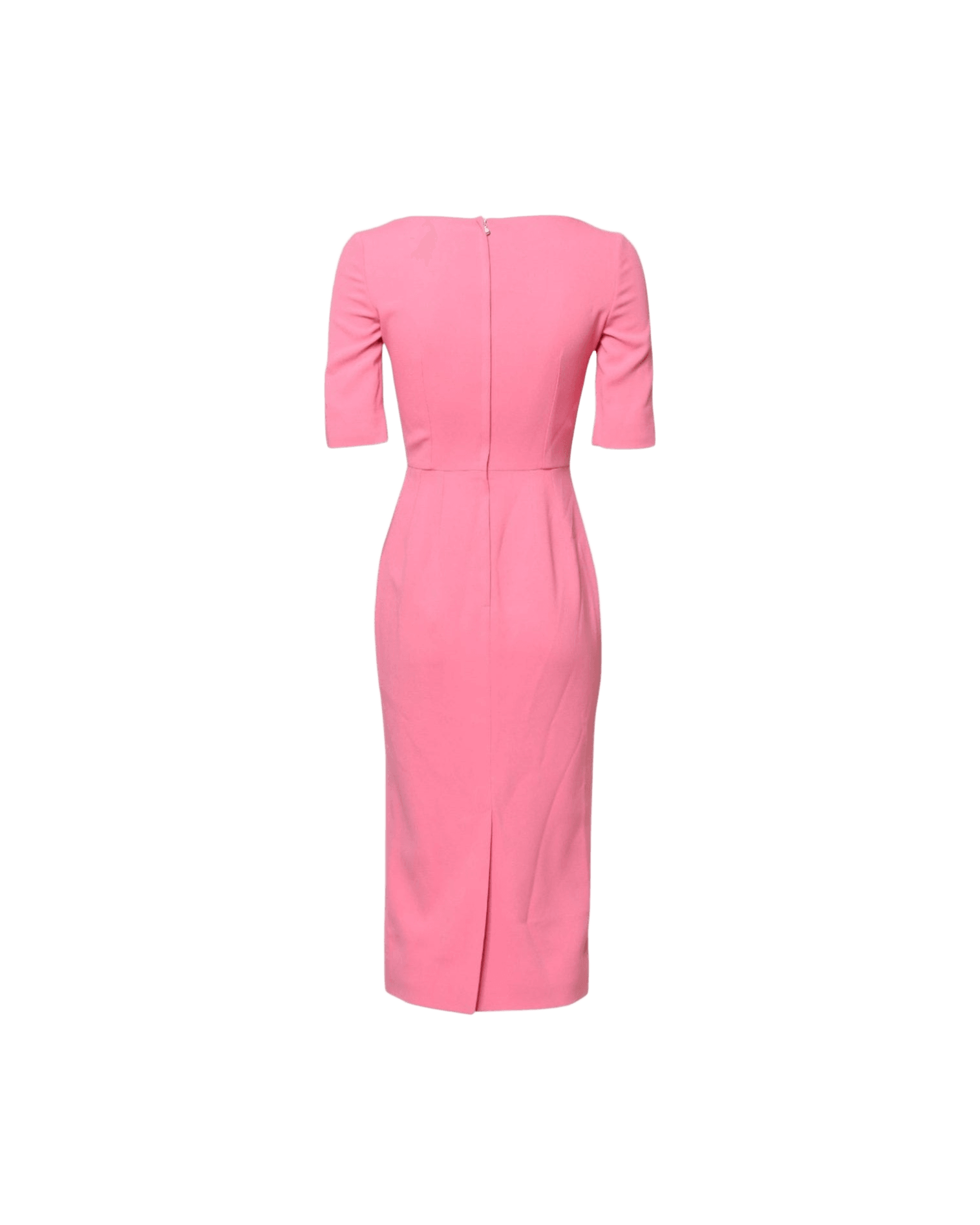 Dolce & Gabbana Pink Viscose Short Sleeve Sheath Midi Dress Dresses
