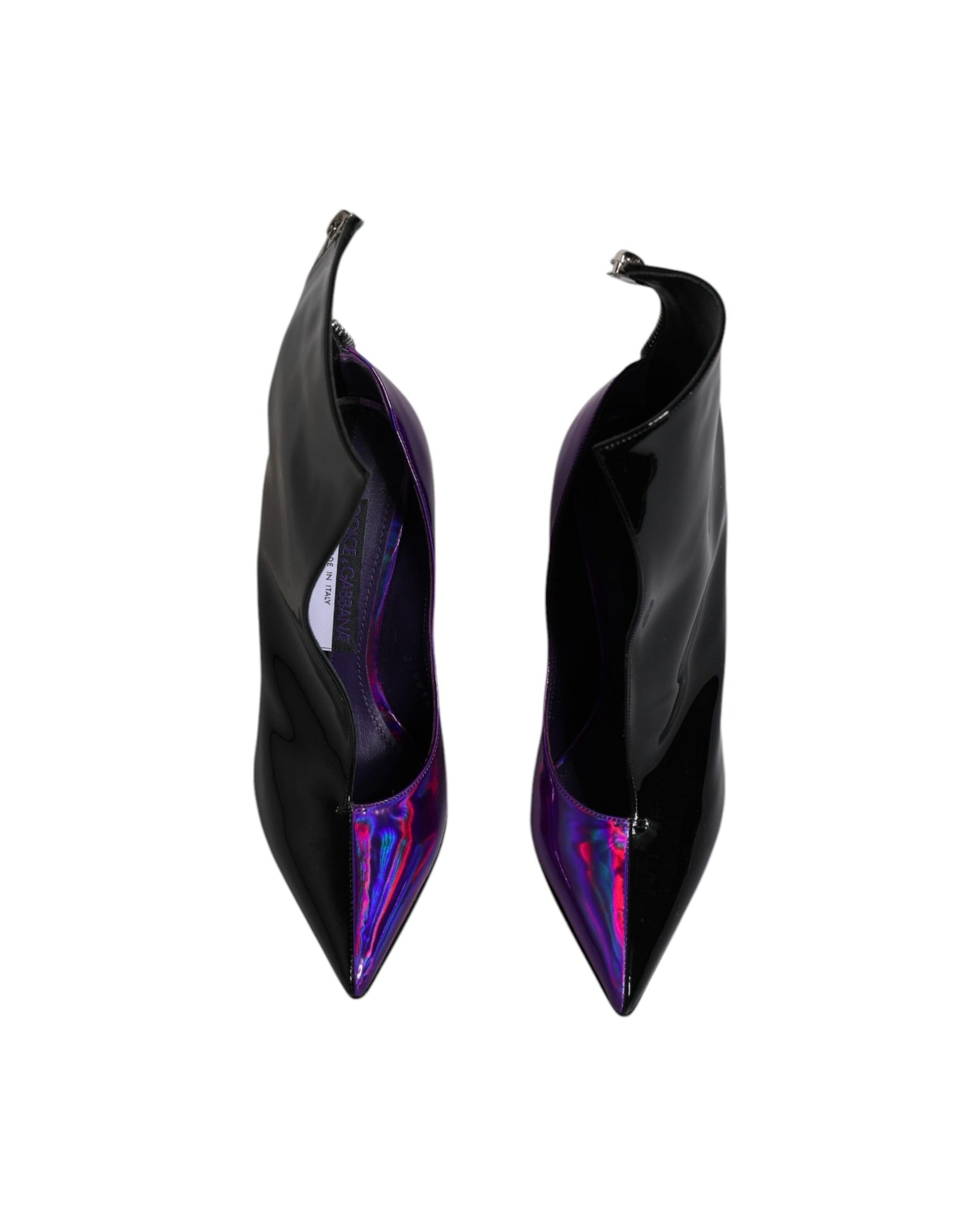 Dolce & Gabbana Purple Black Pointed Ankle Boots Shoes Glam Steals