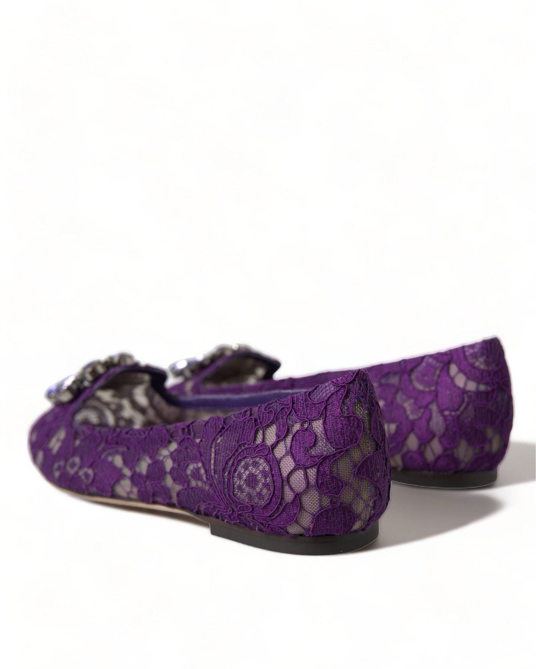 Dolce & Gabbana Purple Lace Vally Taormina Crystals Flats Flats