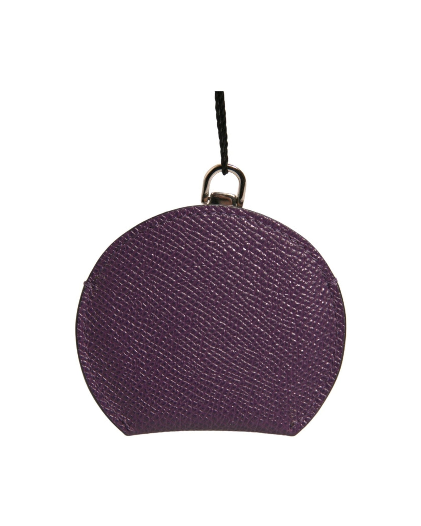 Dolce & Gabbana Purple Leather Calfskin Round Logo Hand Mirror Holder Glam Steals