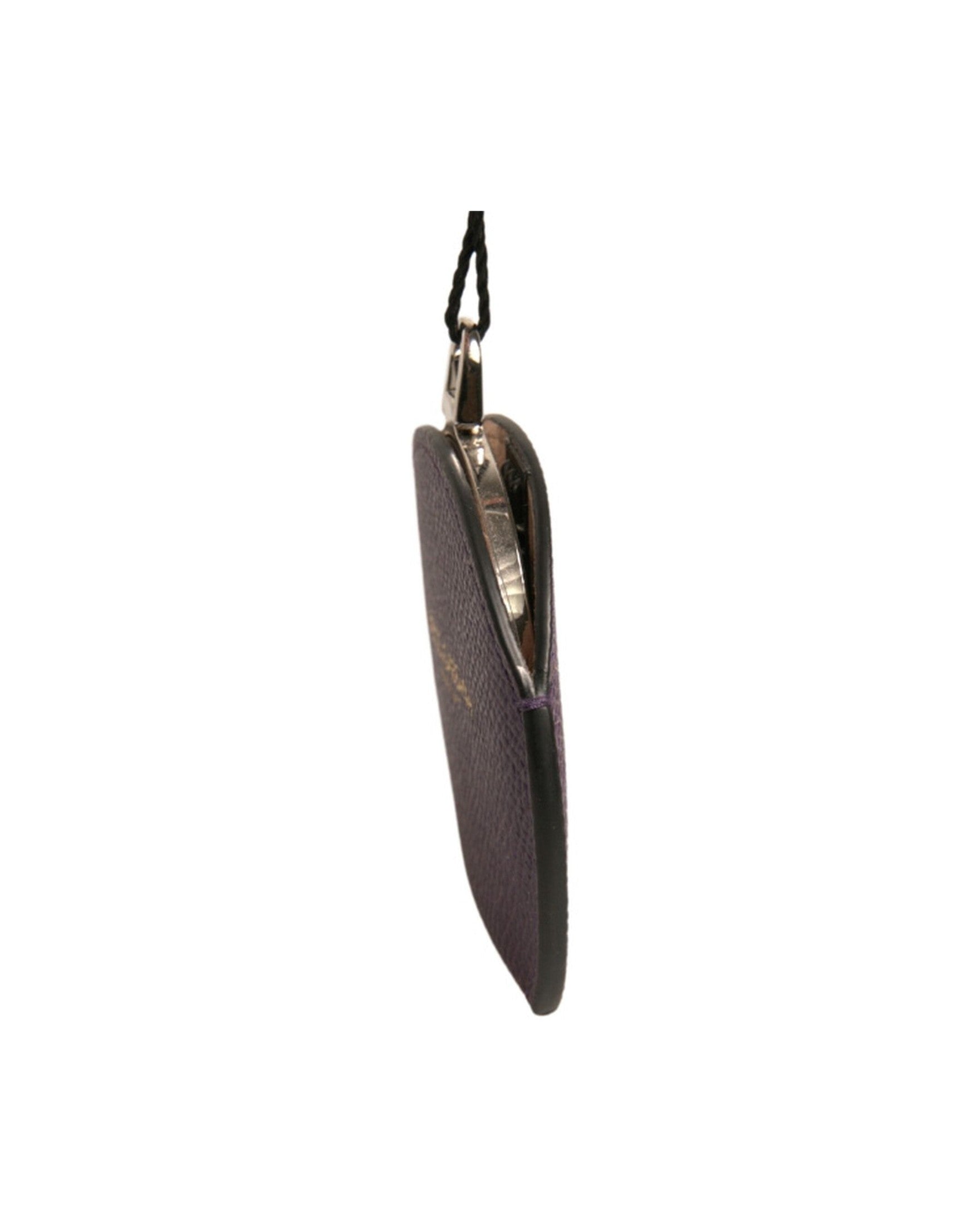 Dolce & Gabbana Purple Leather Calfskin Round Logo Hand Mirror Holder Glam Steals