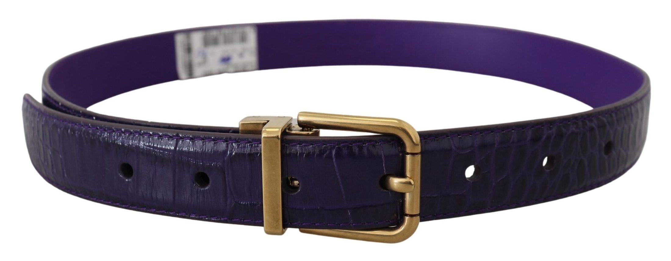 Dolce & Gabbana Purple Leather Exotic Gold Metal Buckle Belt Belts
