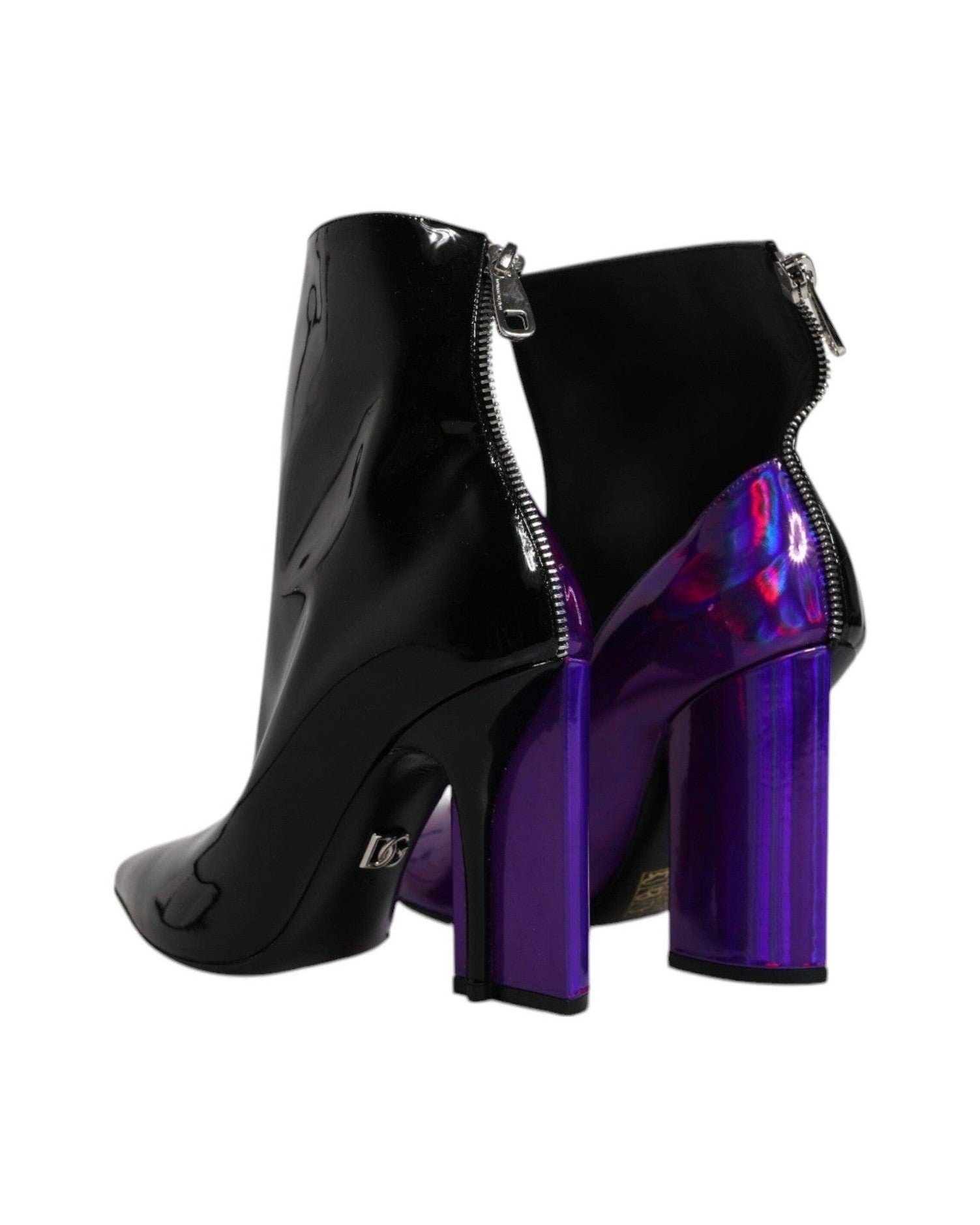 Dolce & Gabbana Purple Black Pointed Ankle Boots Shoes Glam Steals