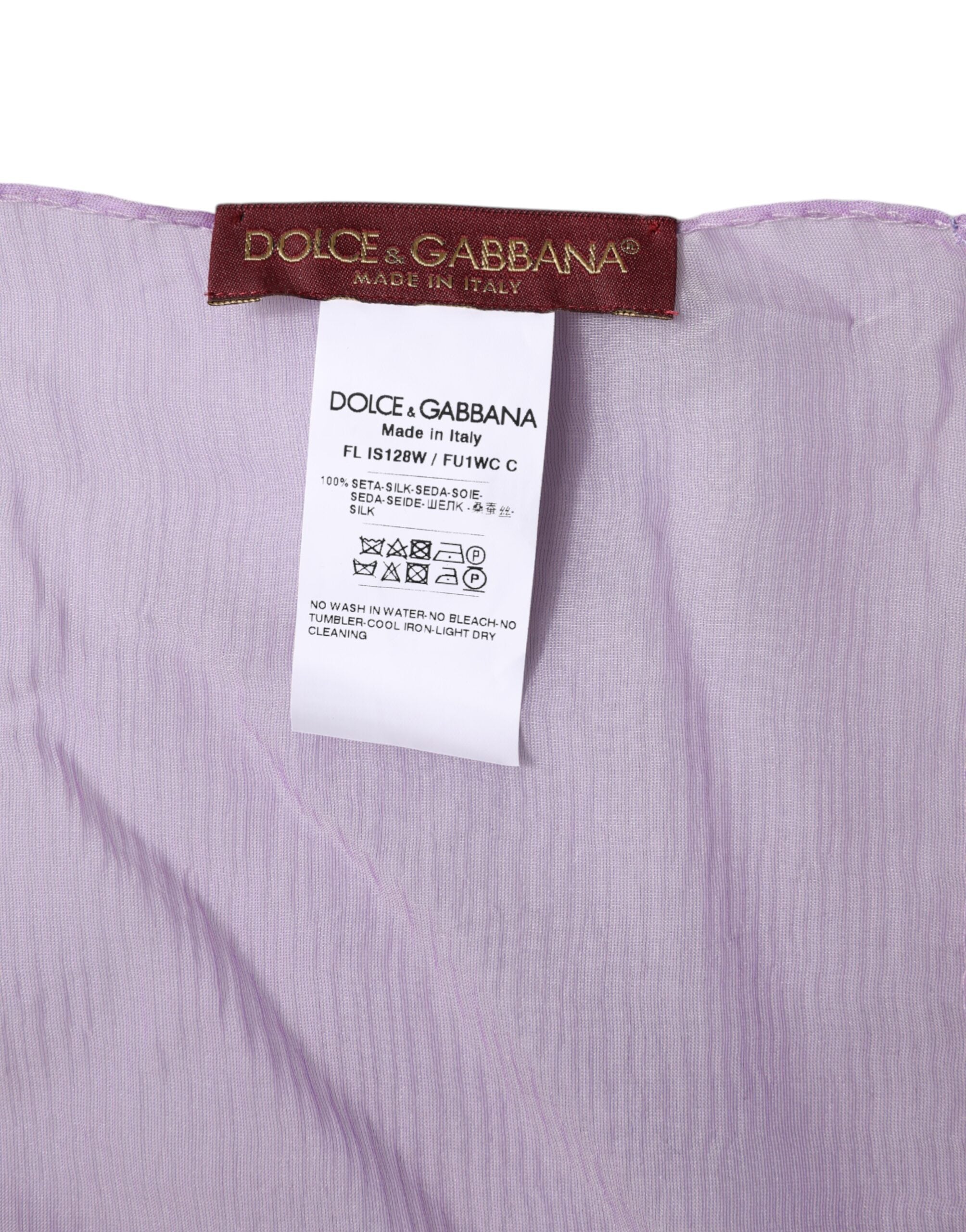 Dolce & Gabbana Purple Silk Rectangle Wrap Shawl Scarf Glam Steals
