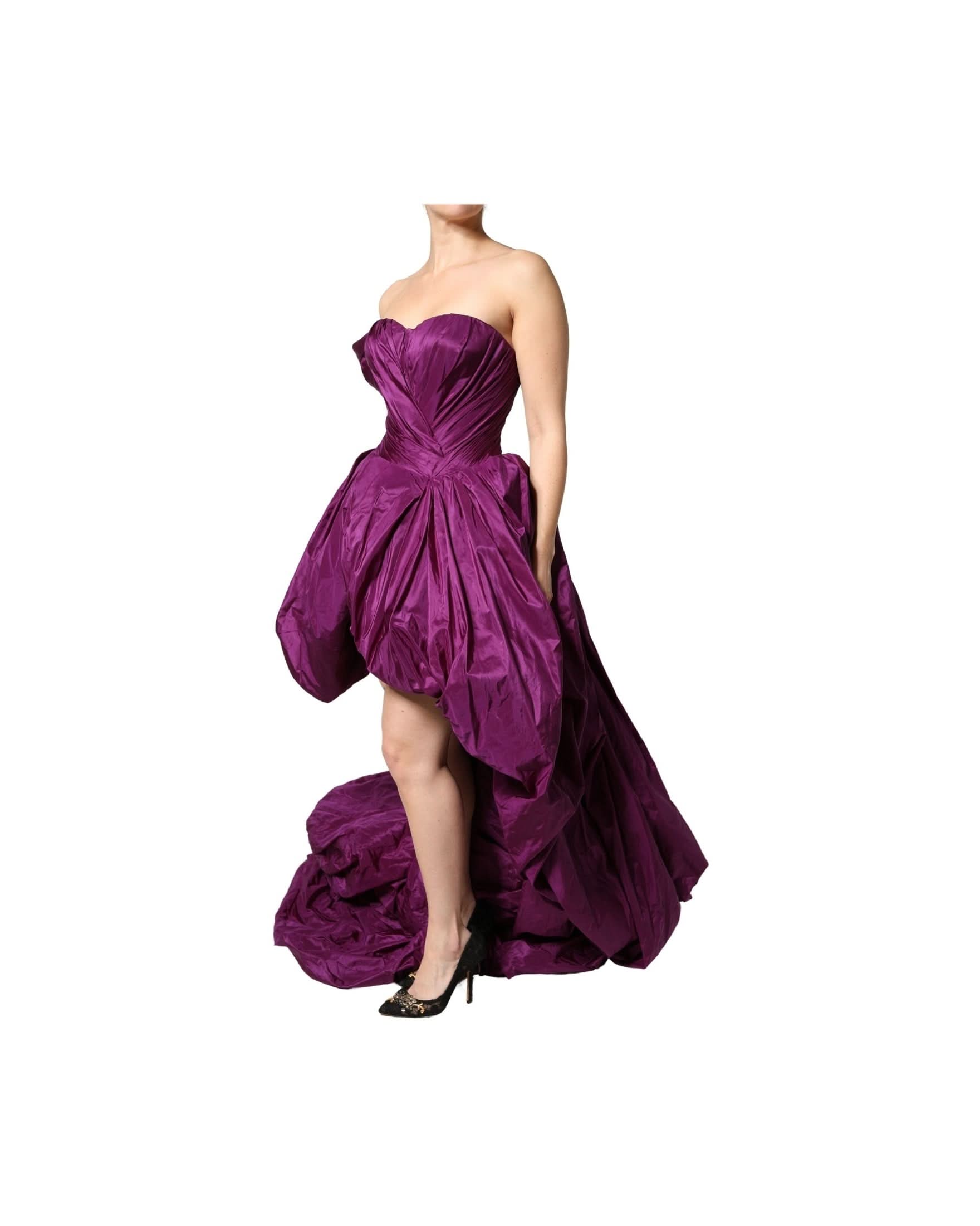Dolce & Gabbana Purple Strapless A Line Asymmetric Dress