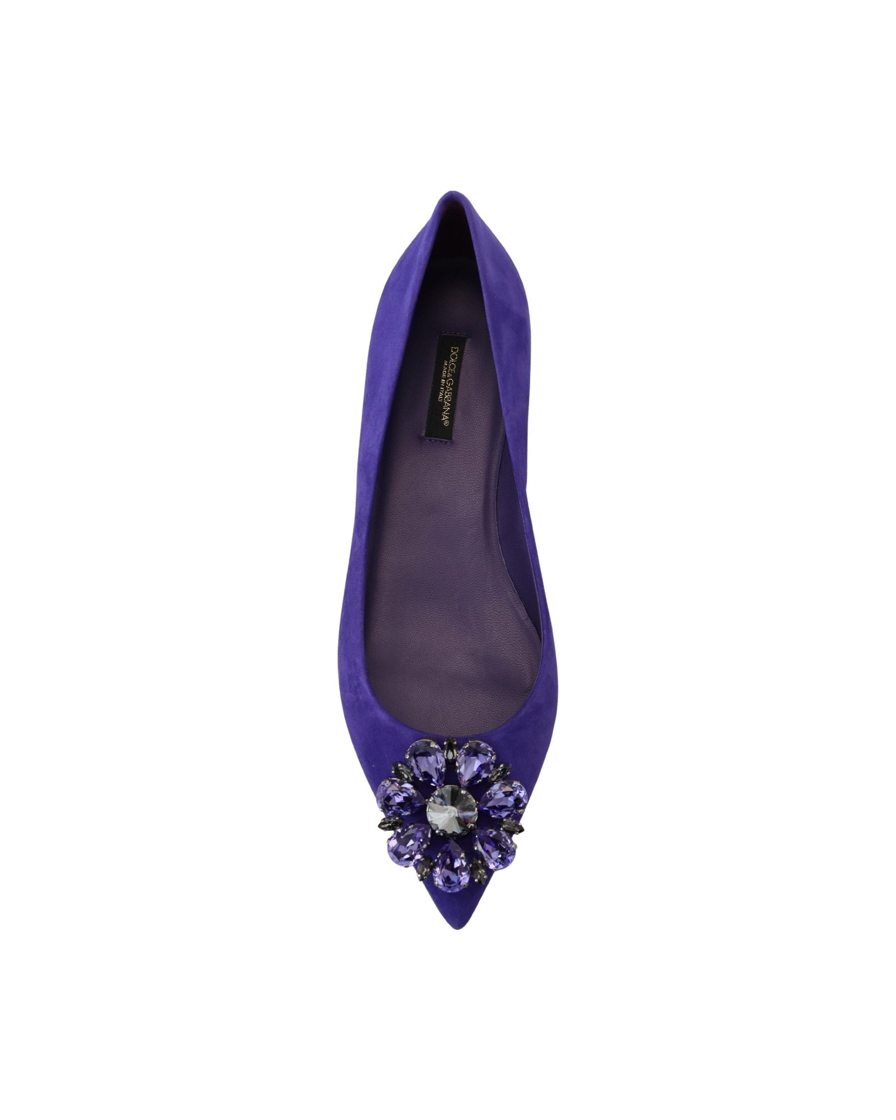 Dolce & Gabbana Purple Suede Crystals Loafers Flats