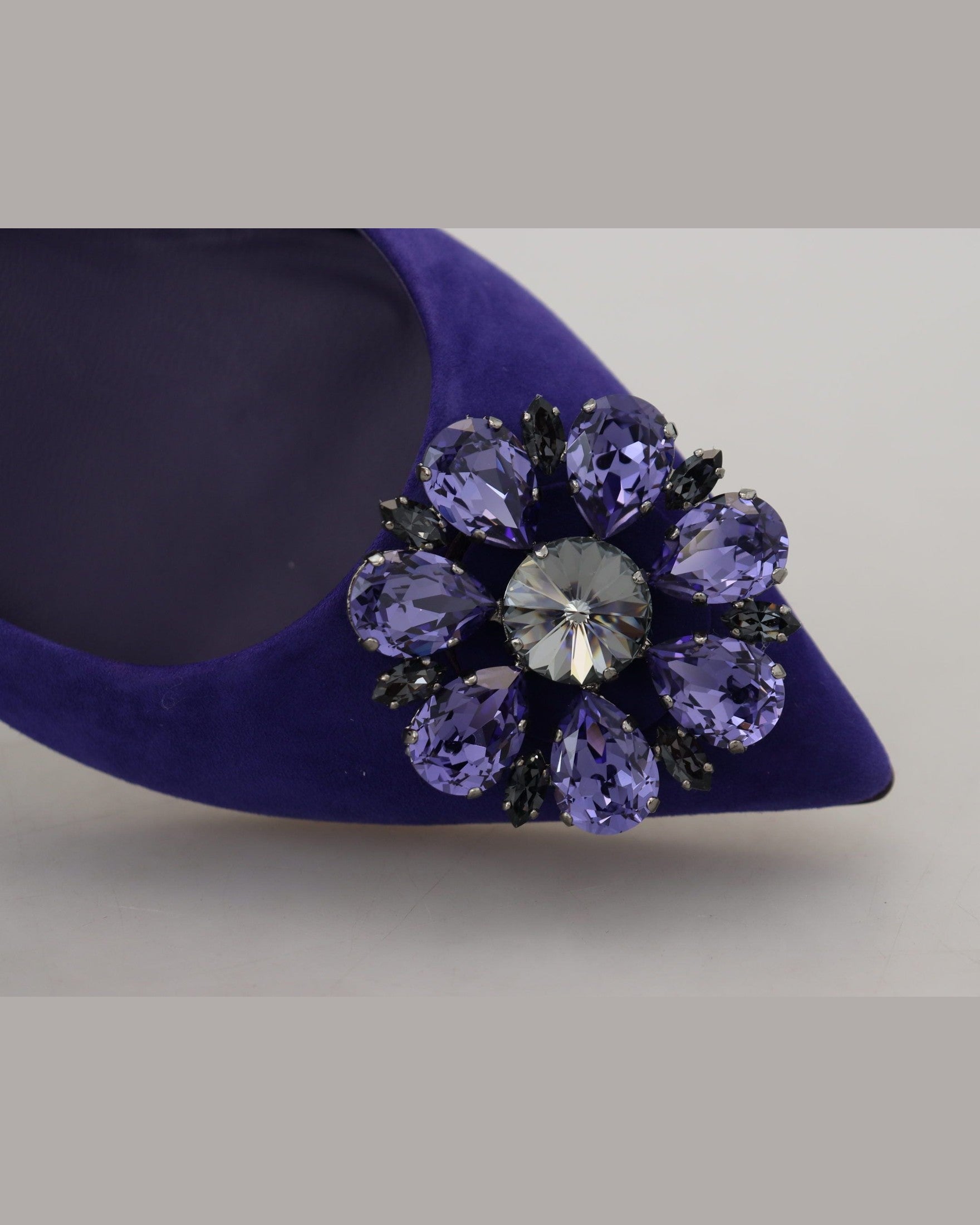 Dolce & Gabbana Purple Suede Crystals Loafers Flats
