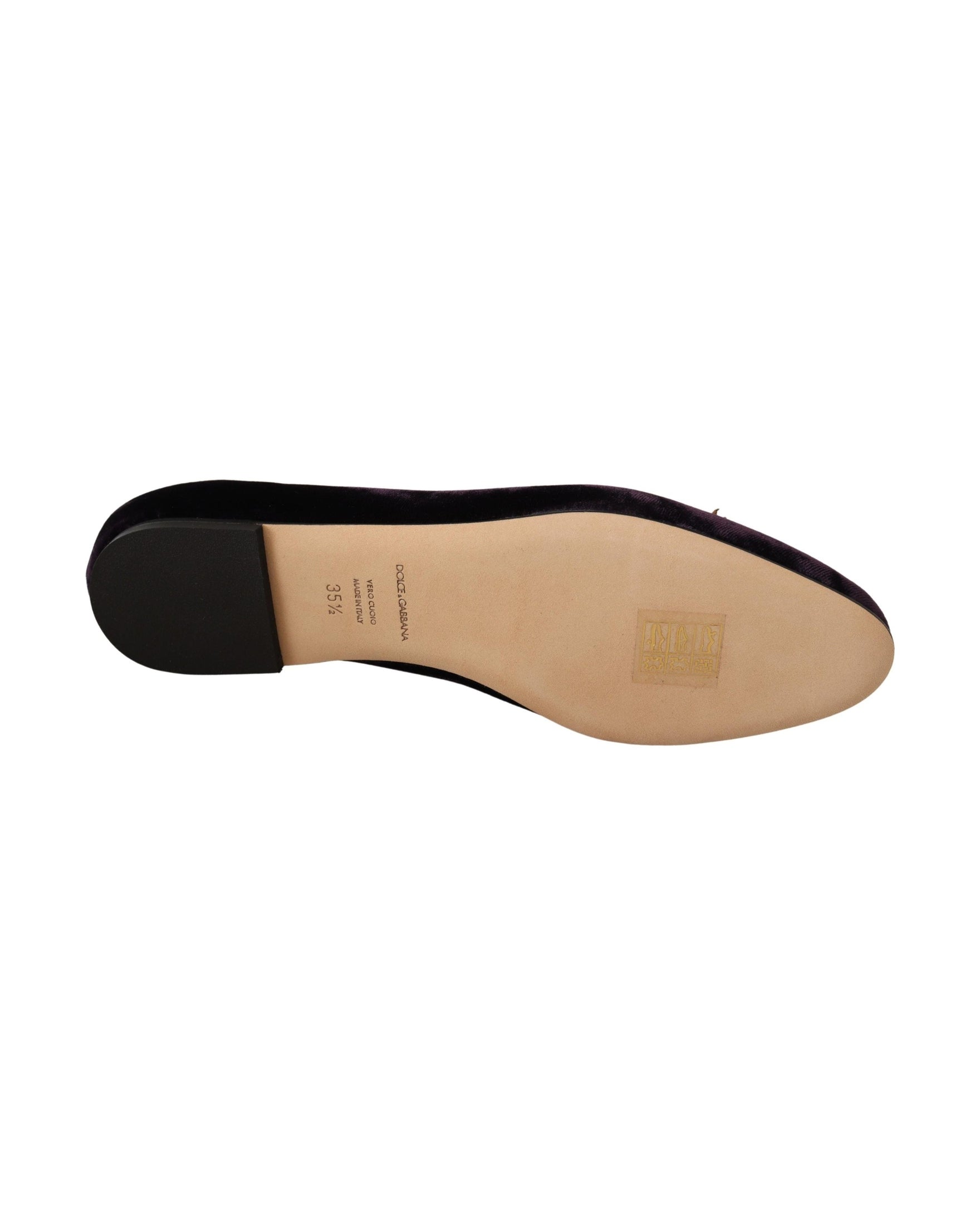 Dolce & Gabbana Purple Velvet Dg Heart Loafers Flats Shoes Flats