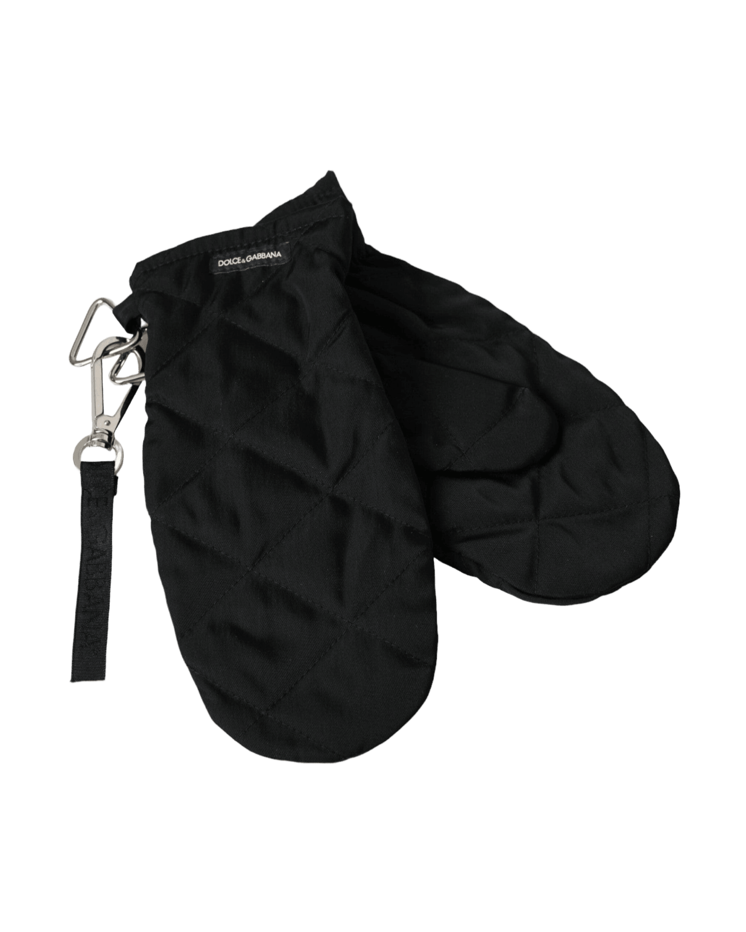 Dolce & Gabbana Quilted Nylon Wrist Length Mitten Black Gloves Glam Steals