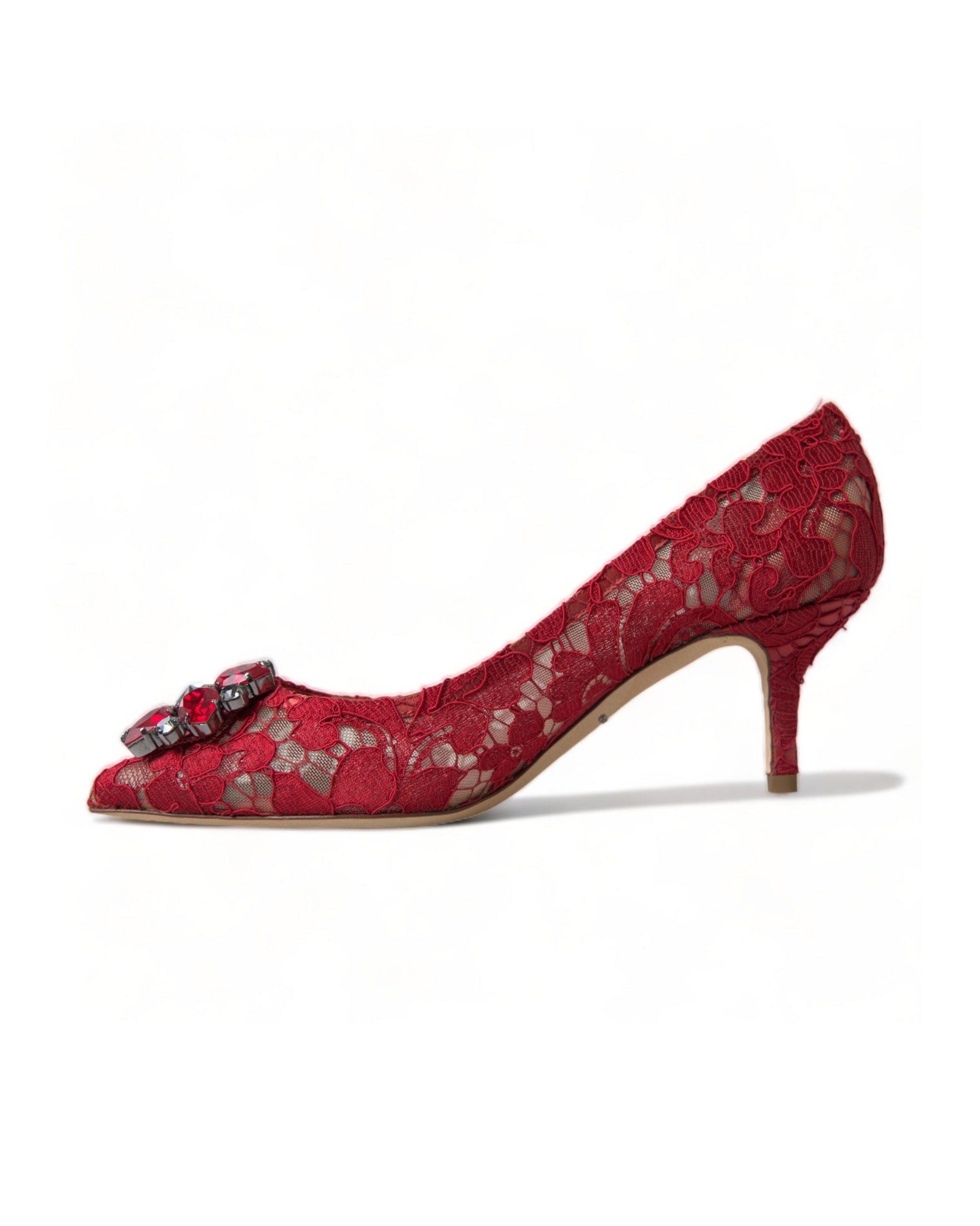 Dolce & Gabbana Radiant Lace Heels With Red Crystals Glam Steals