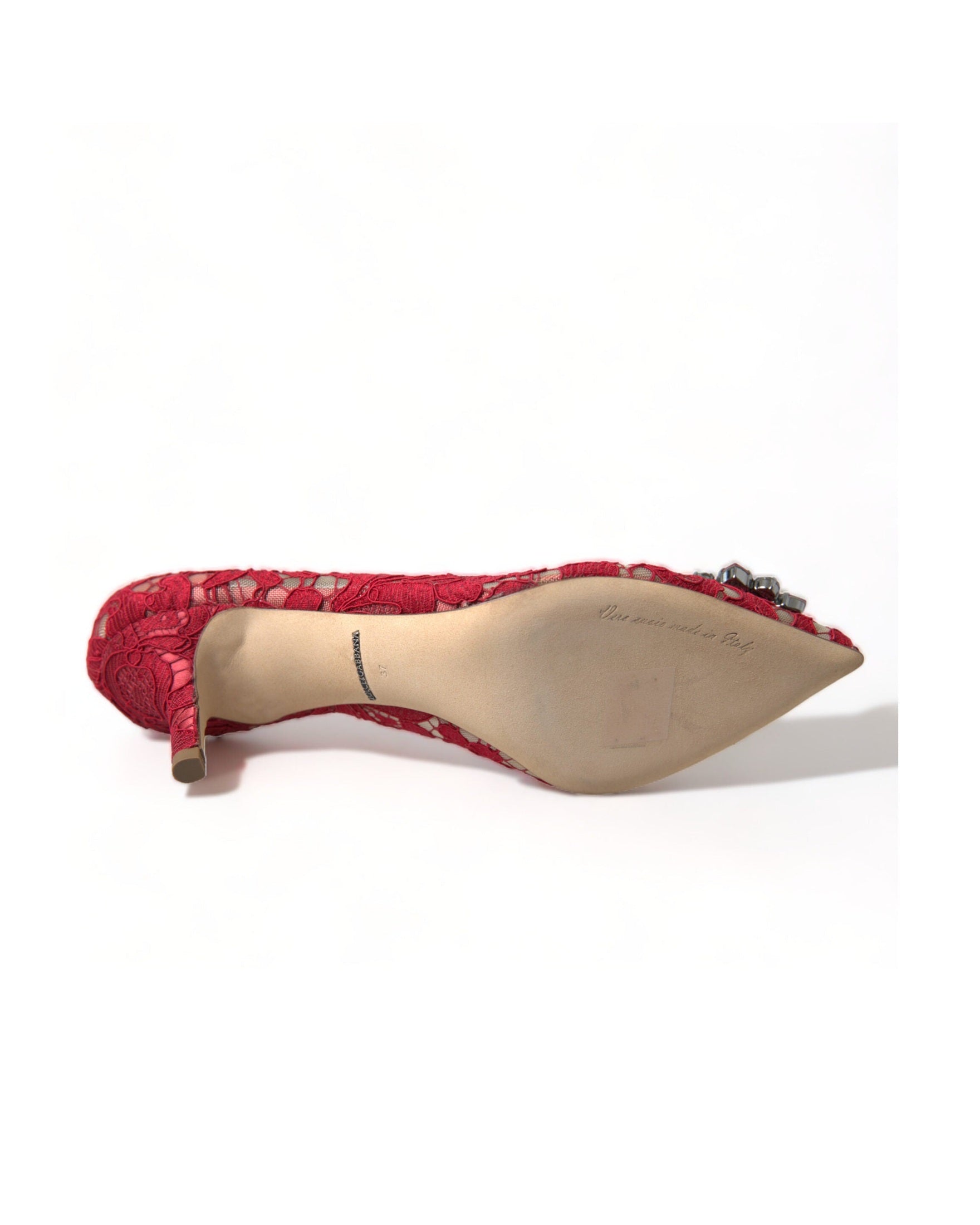 Dolce & Gabbana Radiant Lace Heels With Red Crystals Glam Steals