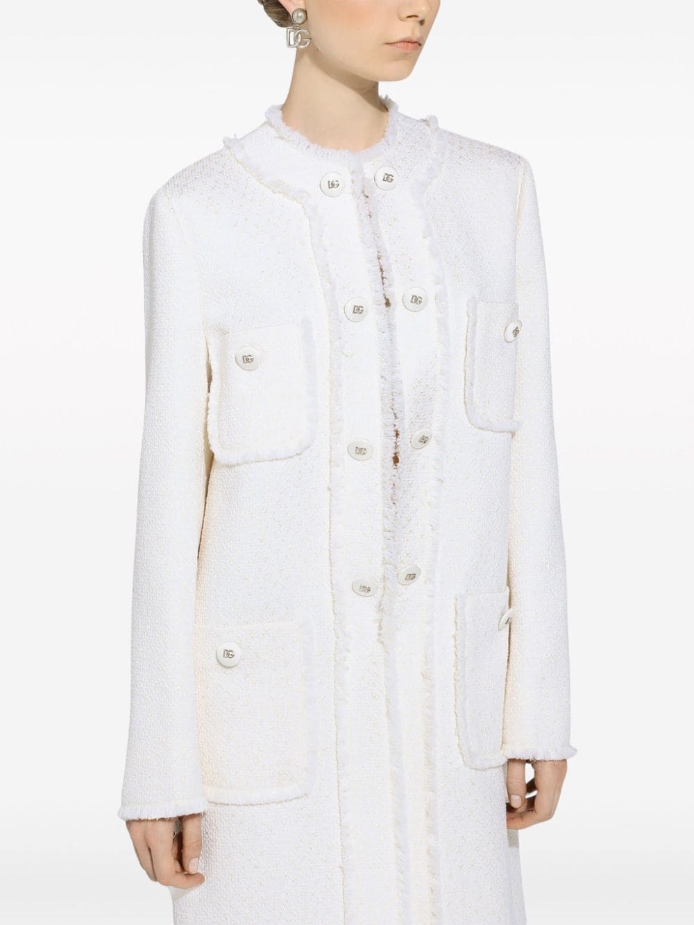 Dolce & Gabbana Raschel Single Breasted Tweed Coat Glam Steals