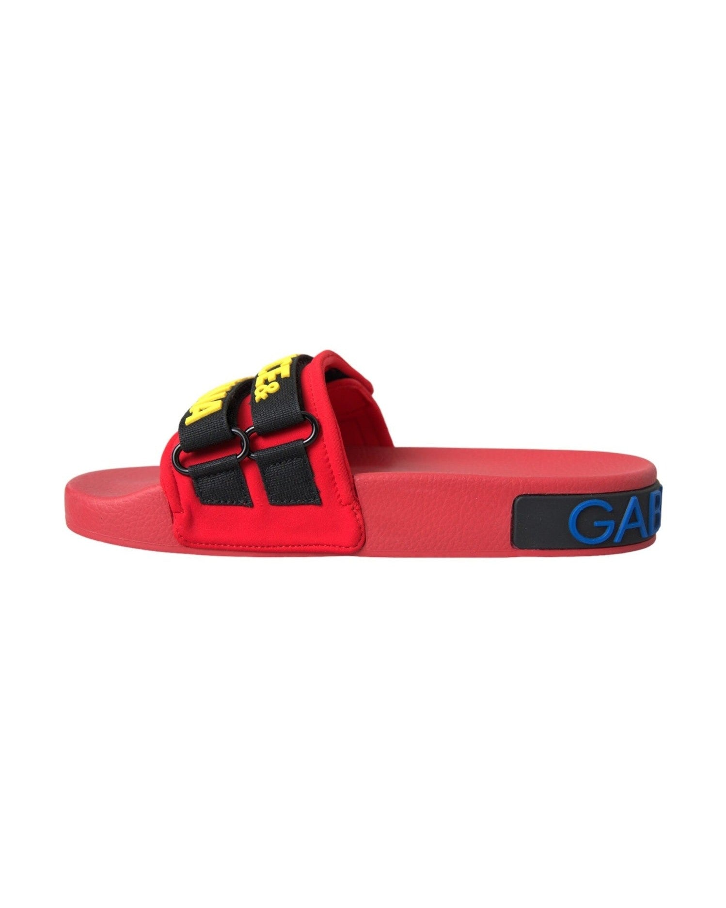 Dolce & Gabbana Red Black Logo Beachwear Flats Sandals Shoes Glam Steals
