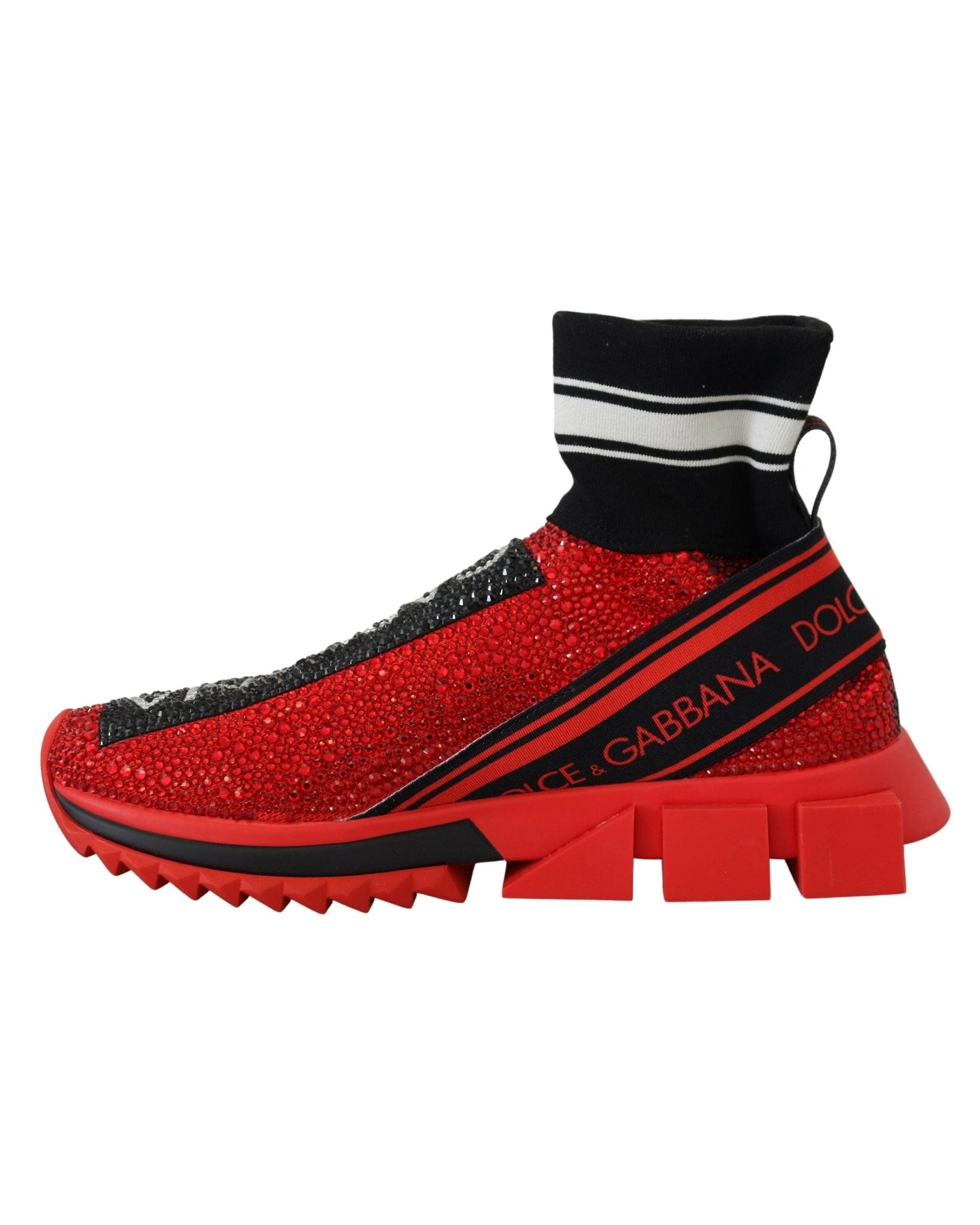 Dolce & Gabbana Red Bling Sorrento Sneakers Socks Shoes Sneakers