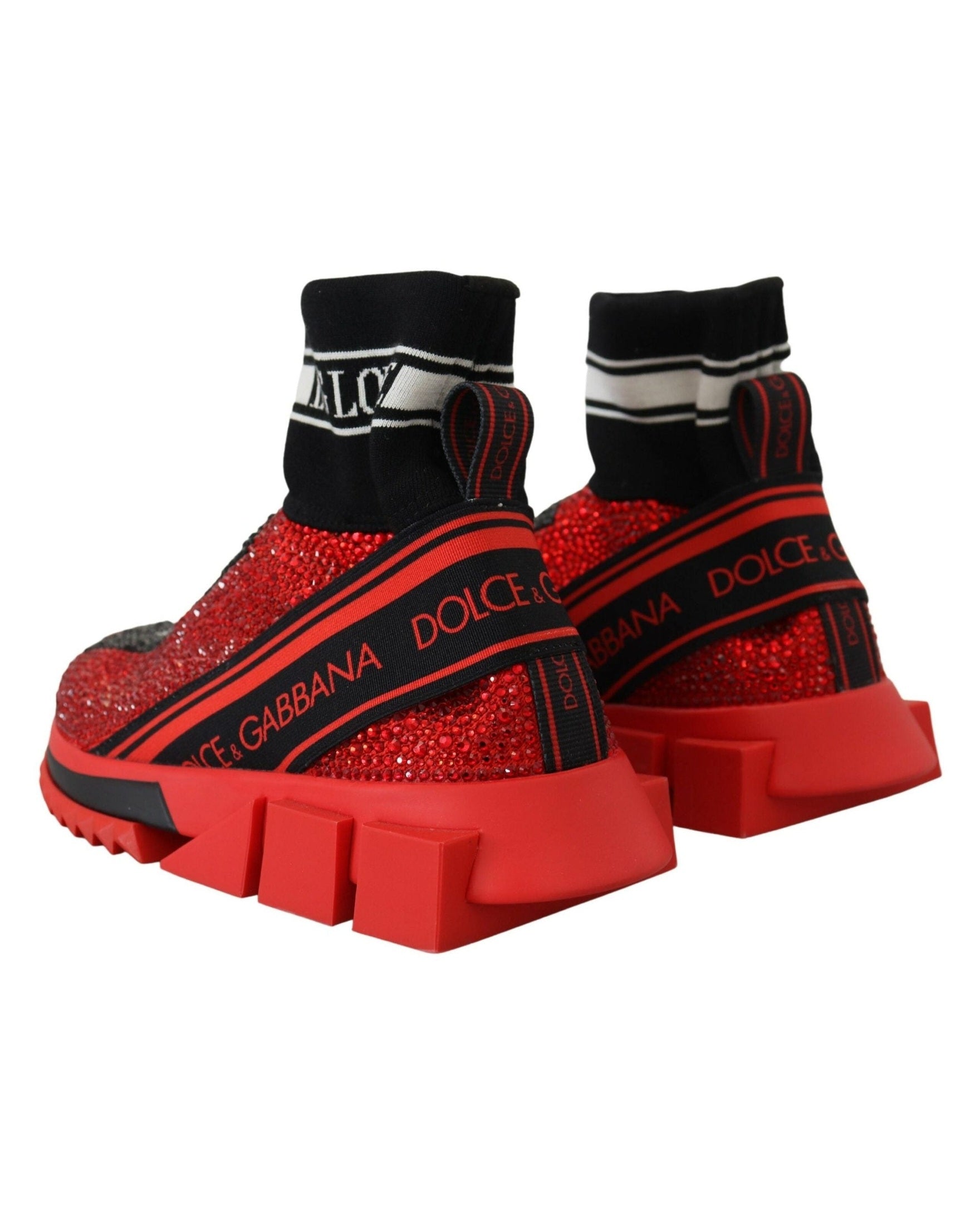 Dolce & Gabbana Red Bling Sorrento Sneakers Socks Shoes Sneakers