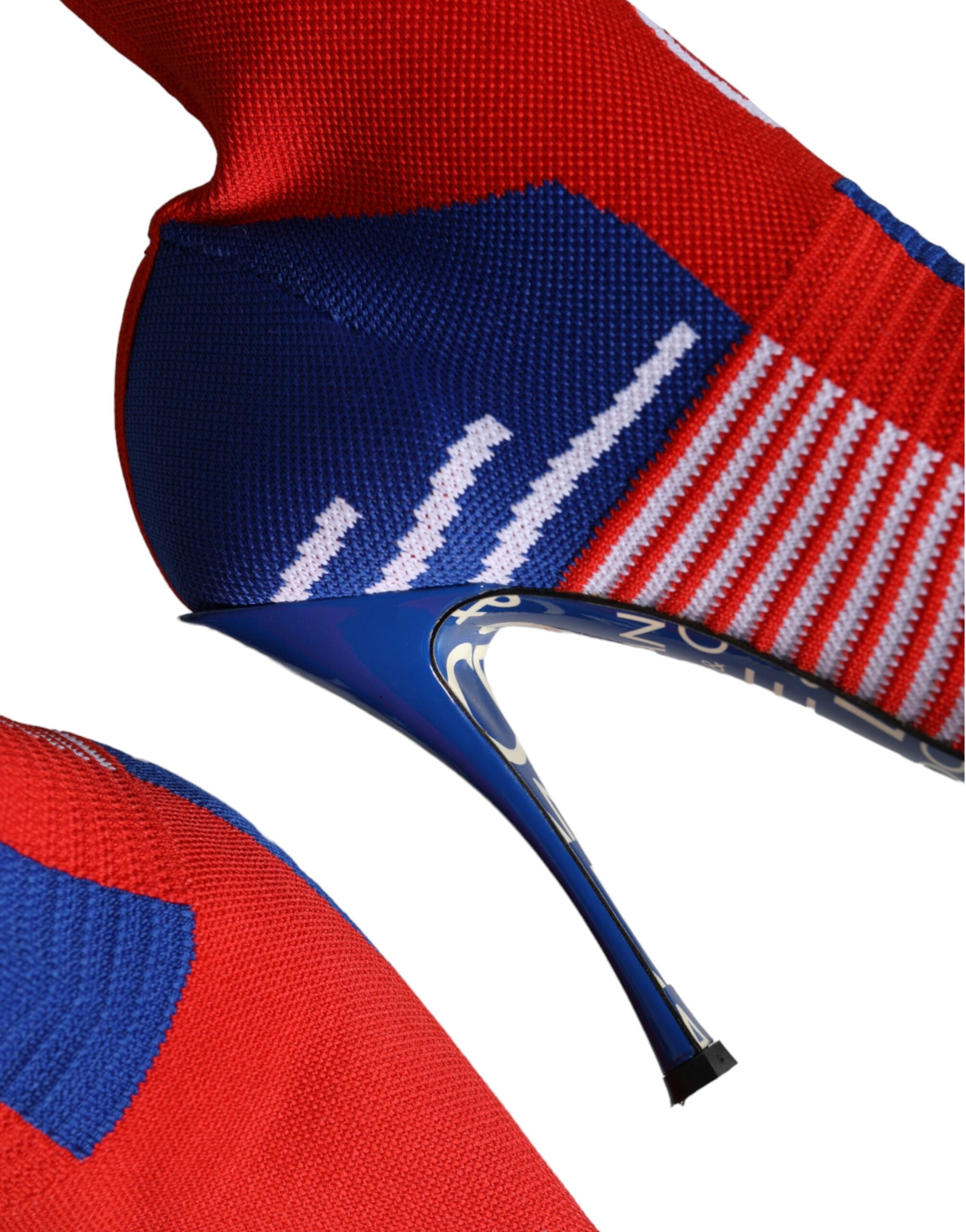 Dolce & Gabbana Red Blue Stretch Sock Style Ankle Boots Logo Shoes Glam Steals