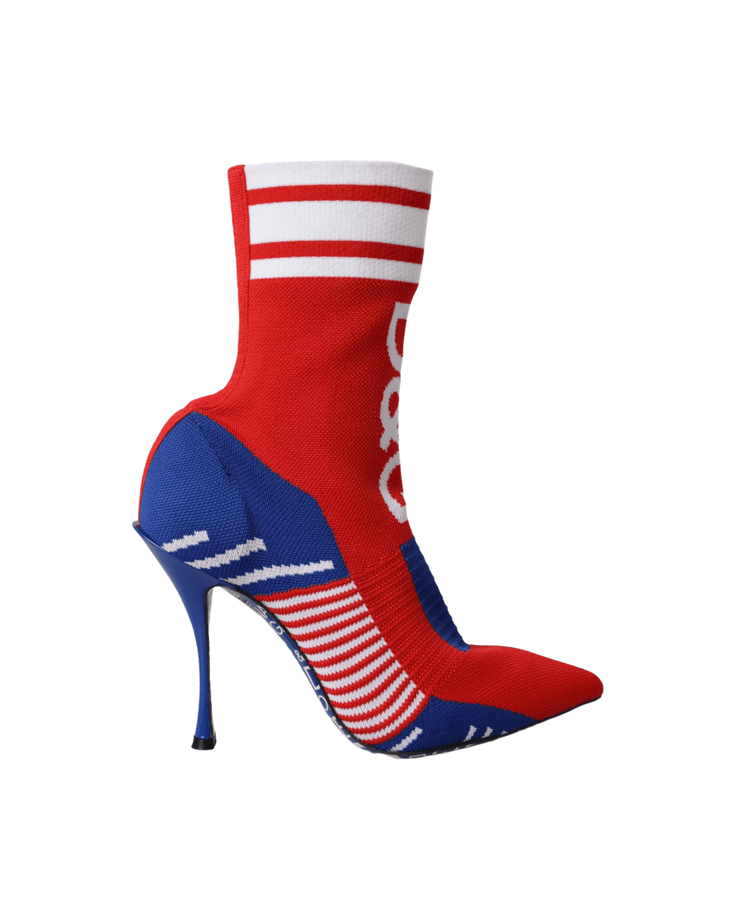 Dolce & Gabbana Red Blue Stretch Sock Style Short Boots Logo Shoes Glam Steals