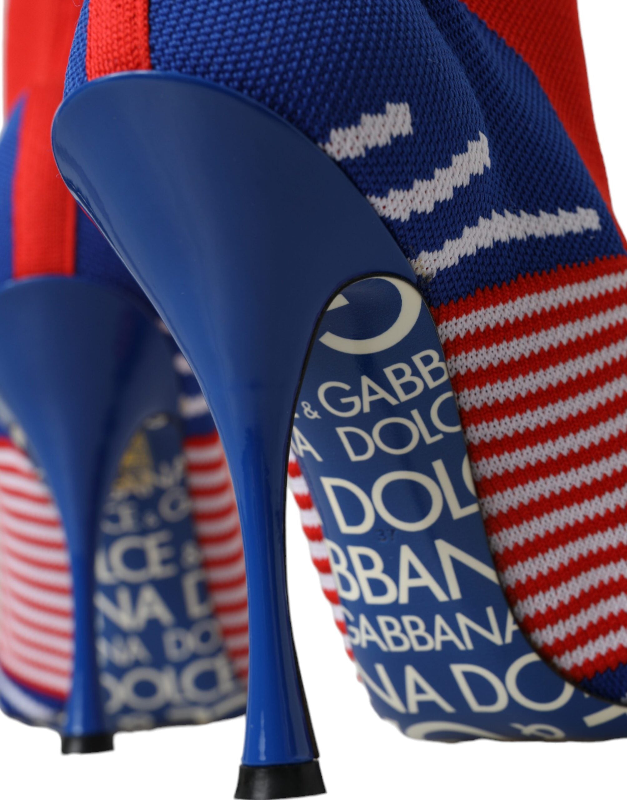 Dolce & Gabbana Red Blue Stretch Sock Style Short Boots Logo Shoes Glam Steals