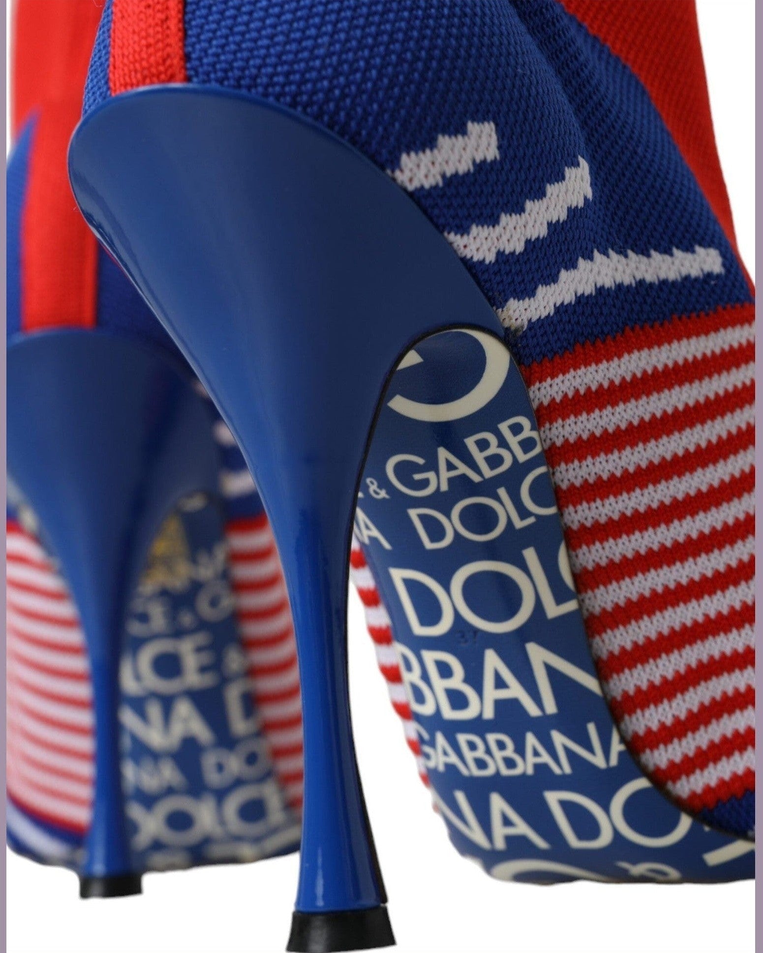 Dolce & Gabbana Red Blue Stretch Sock Style Short Boots Logo Shoes Glam Steals