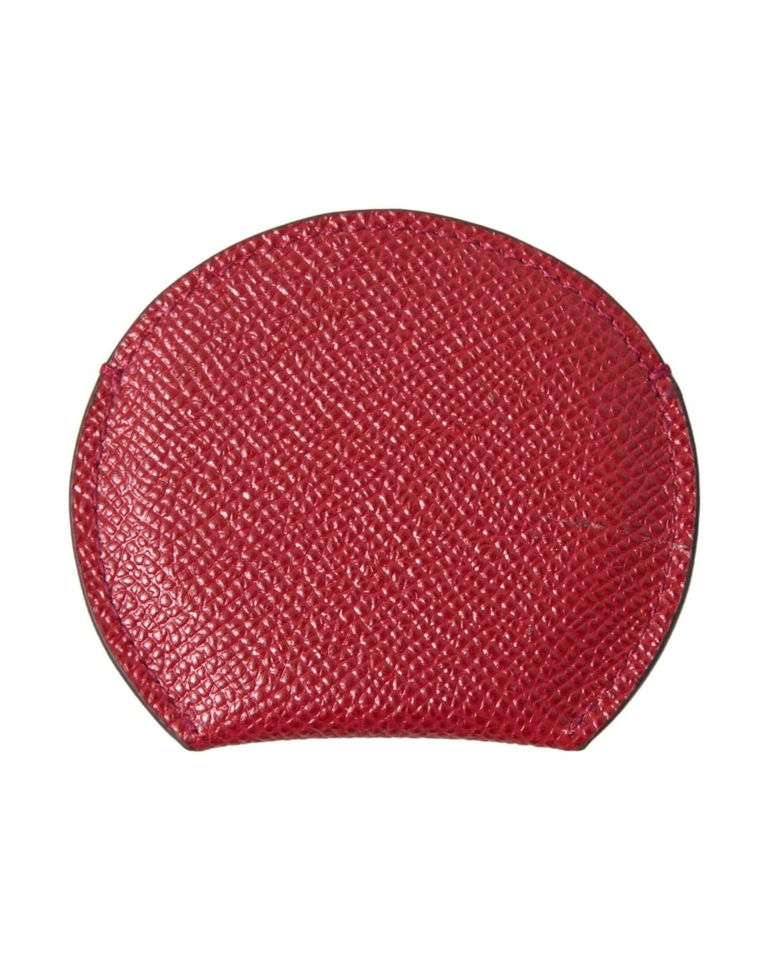 Dolce & Gabbana Red Chic Leather Hand Mirror Holder Face Mirrors