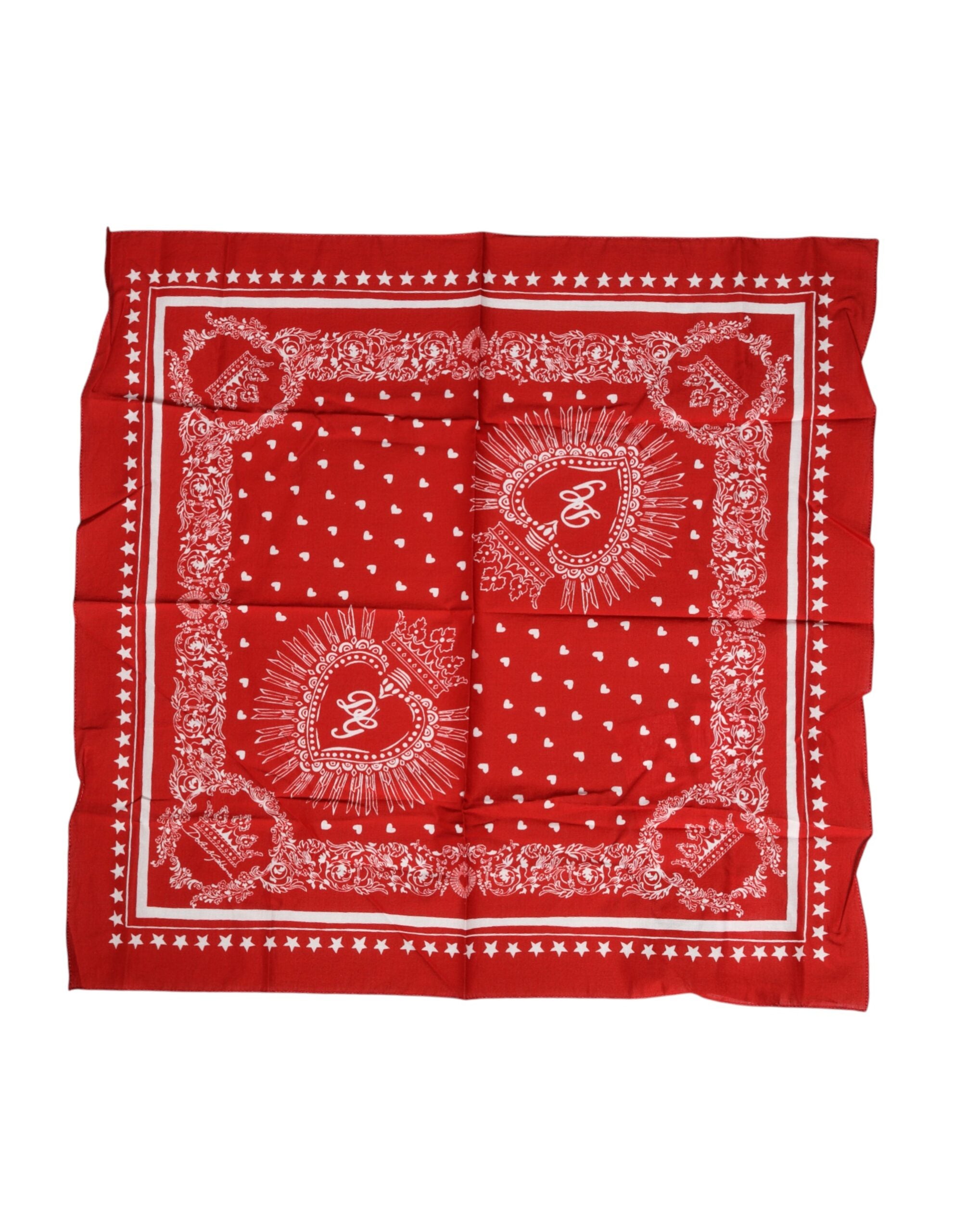 Dolce & Gabbana Red Cotton Dg Sacred Heart Foulard Scarf Glam Steals