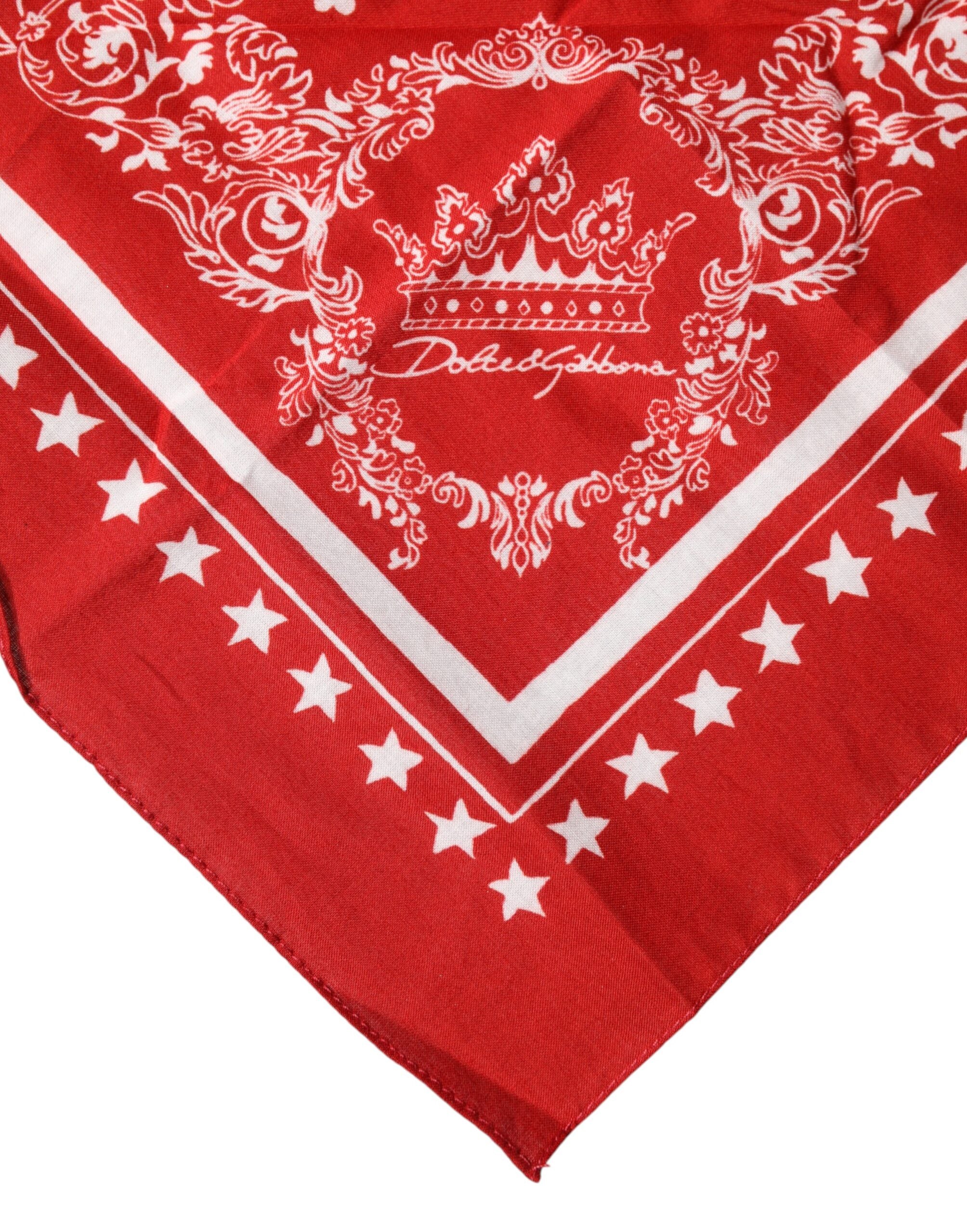 Dolce & Gabbana Red Cotton Dg Sacred Heart Foulard Scarf Glam Steals