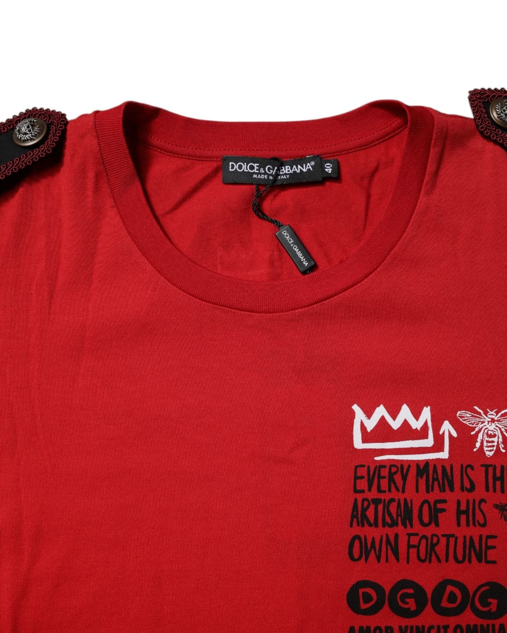 Dolce & Gabbana Red Cotton Round Neck Short Sleeves T-Shirt T-Shirts